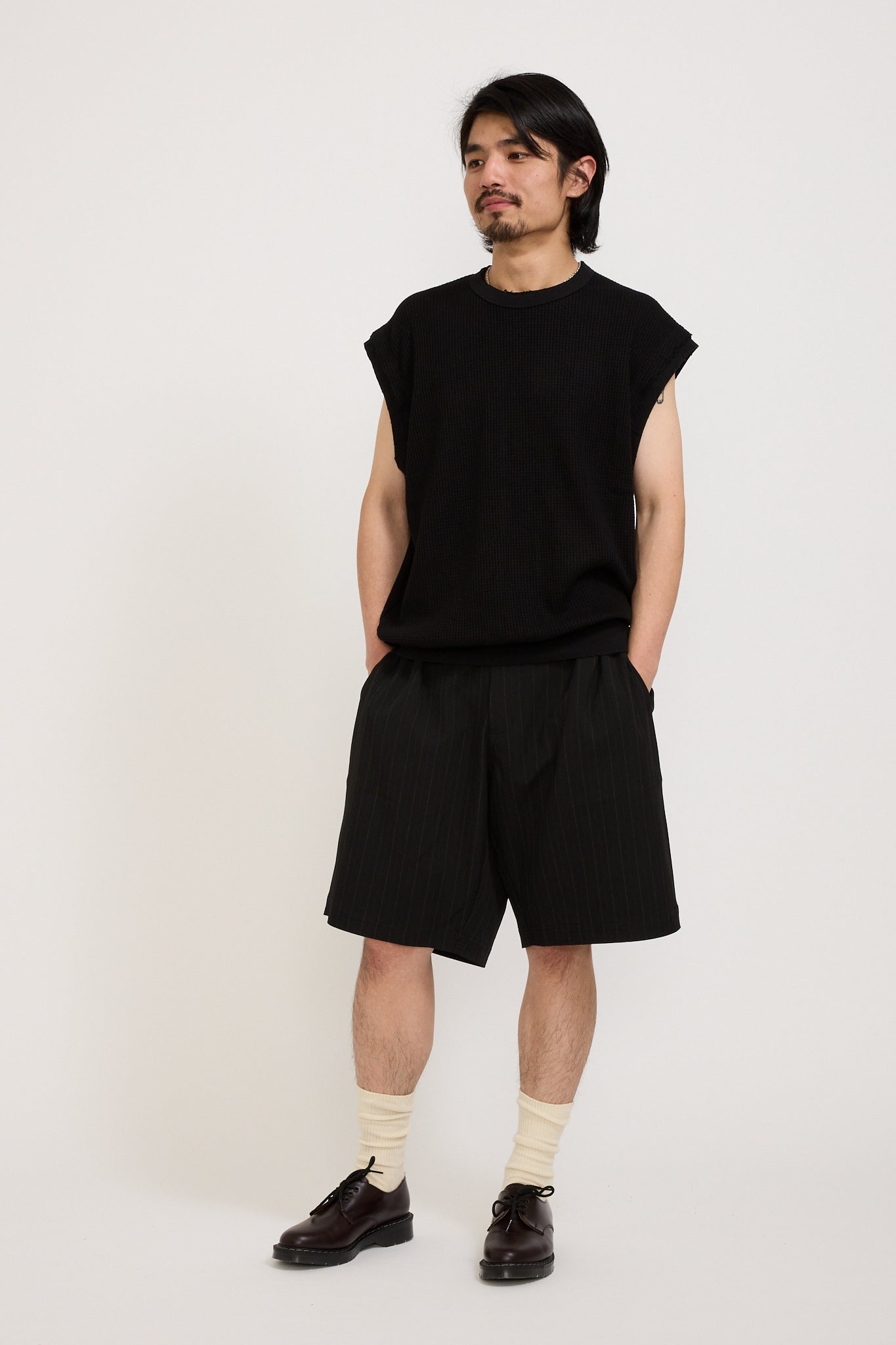 Beach Brains | Thrashed Waffle Singlet Black | Maplestore