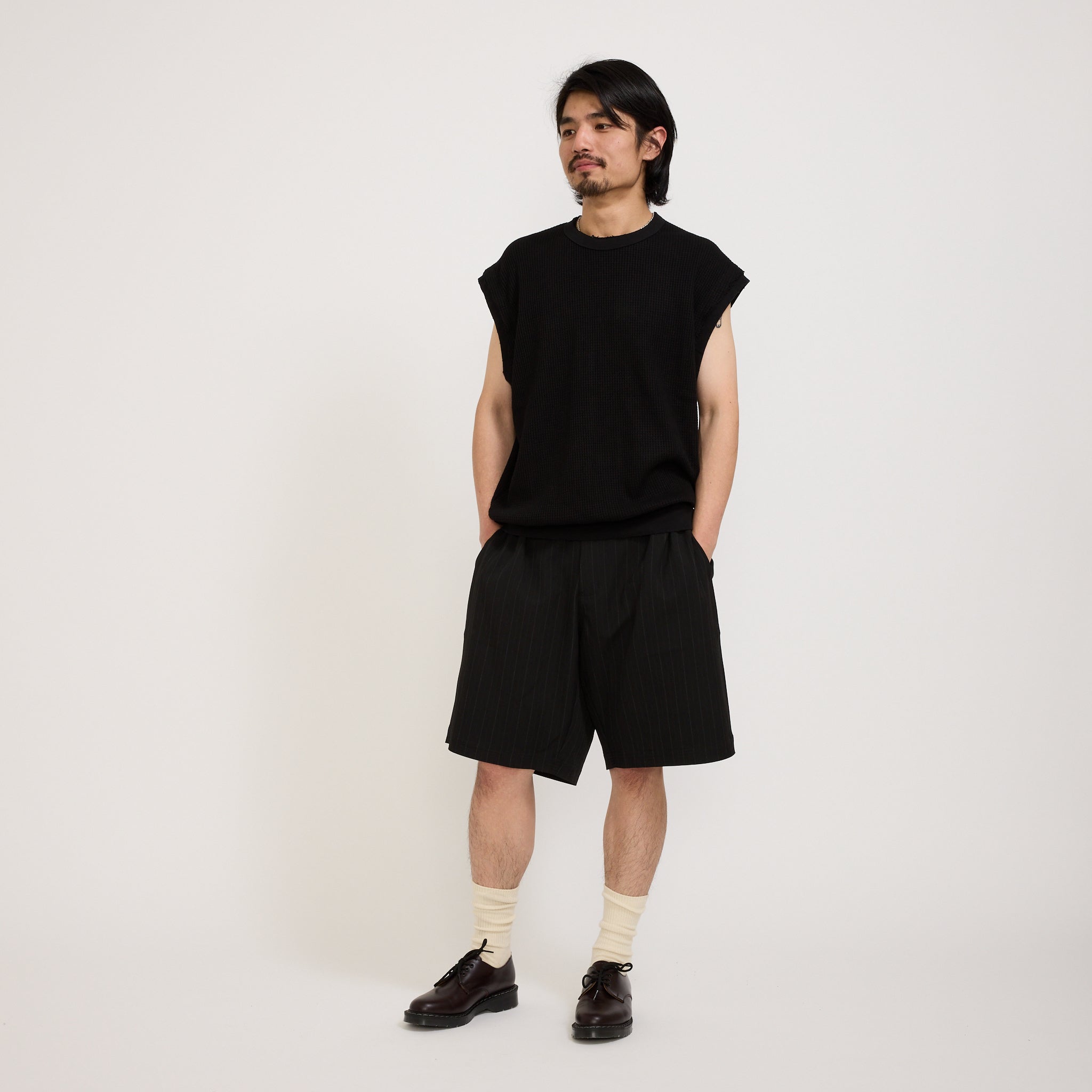 Thrashed Waffle Singlet Black