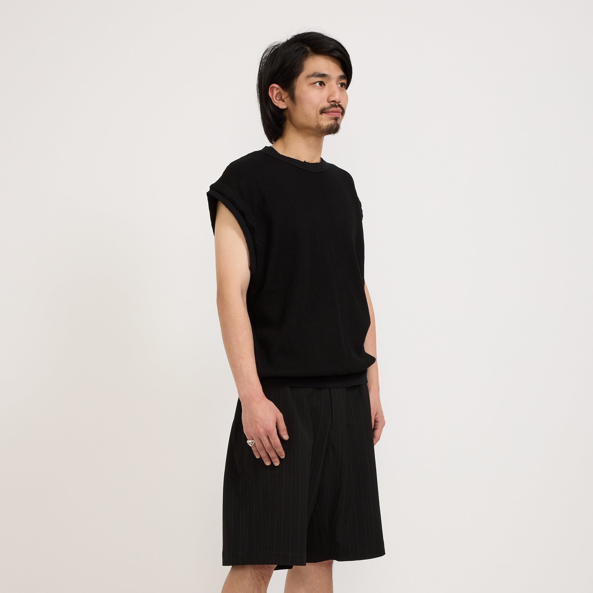 Thrashed Waffle Singlet Black