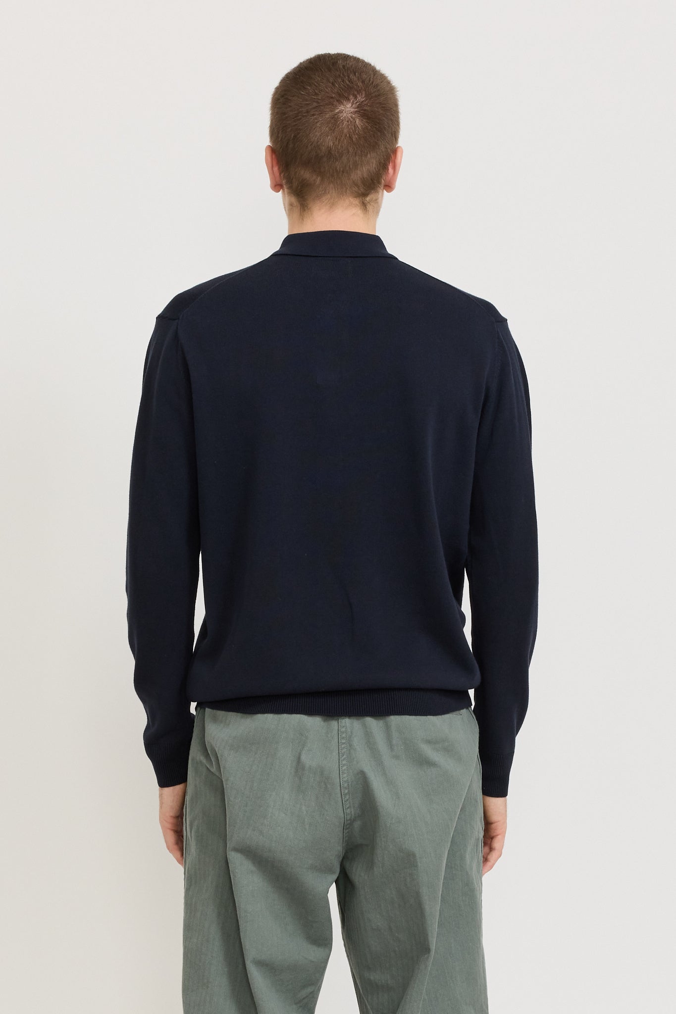 Knit Polo 12G Long Sleeve Navy