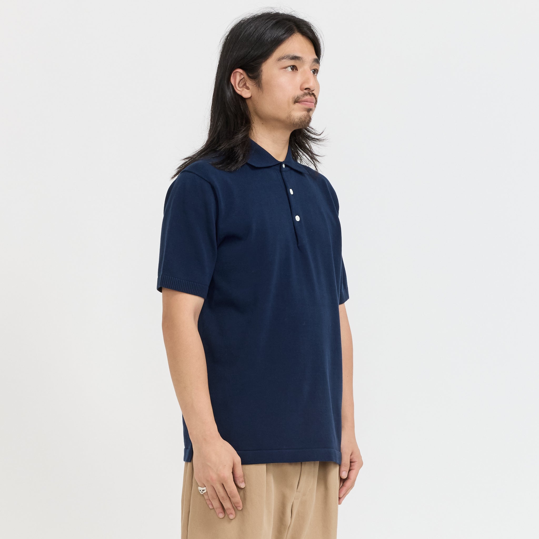Beams Plus | Knit Polo 12G Navy | Maplestore