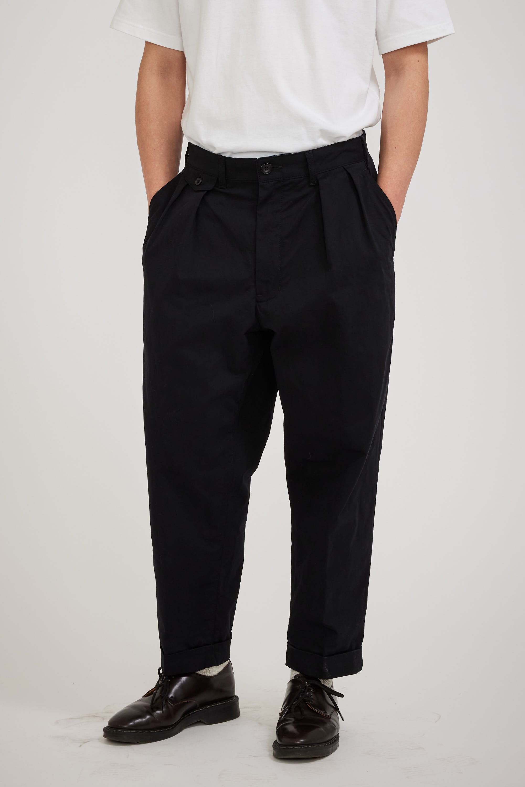 Beams | 2 Pleats Twill Pant Black | Maplestore