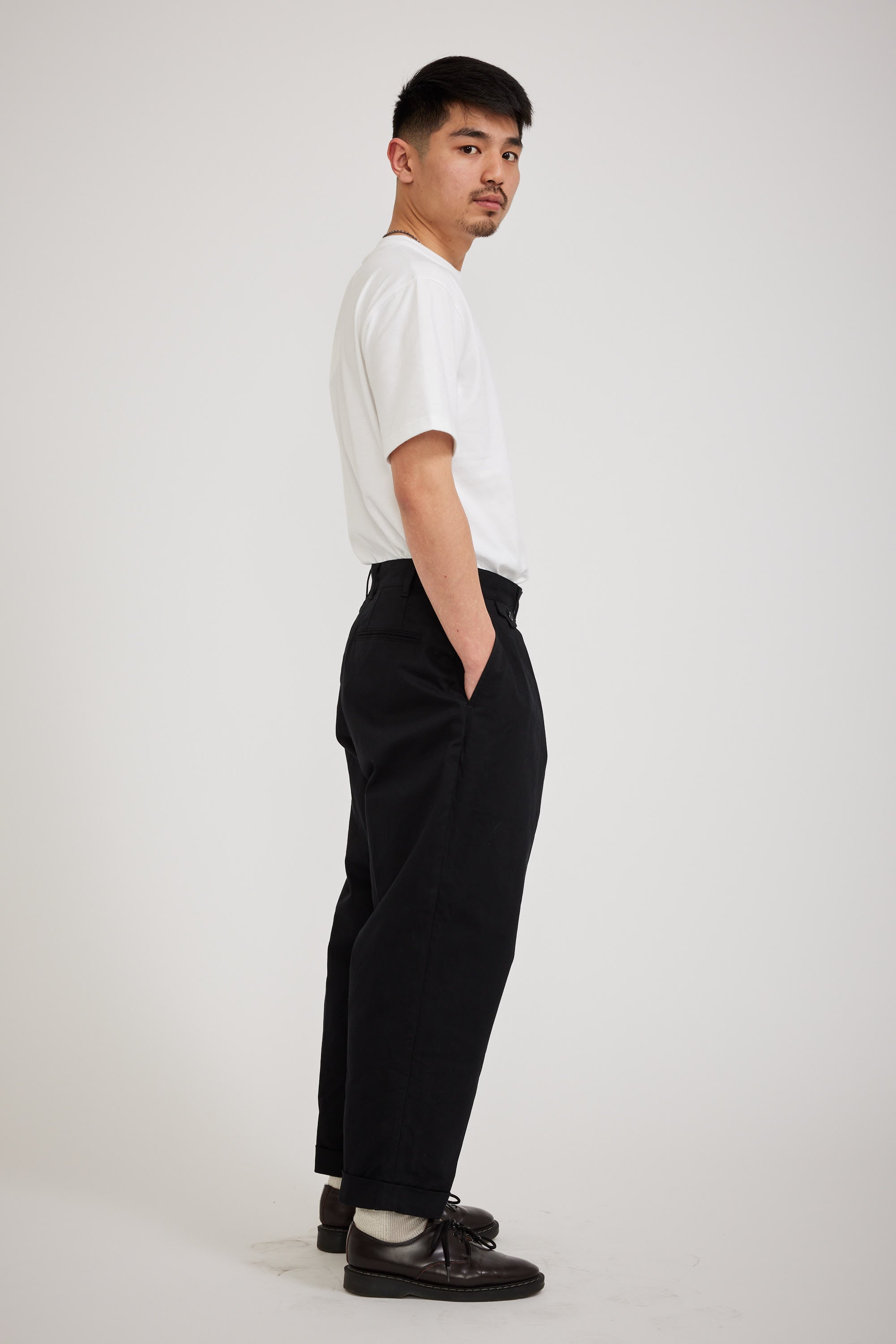 Beams | 2 Pleats Twill Pant Black | Maplestore