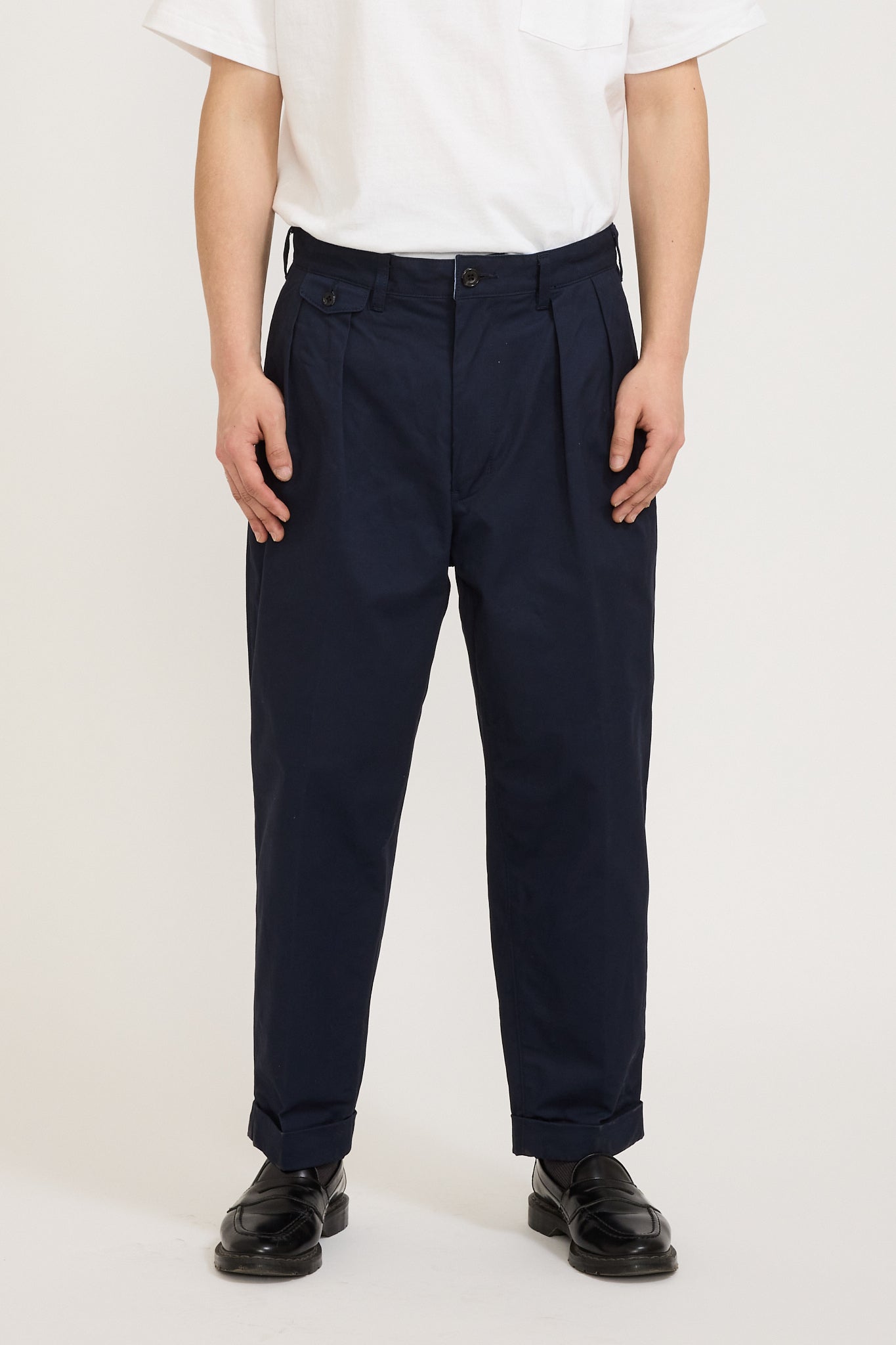 2 Pleats Twill Pant Navy