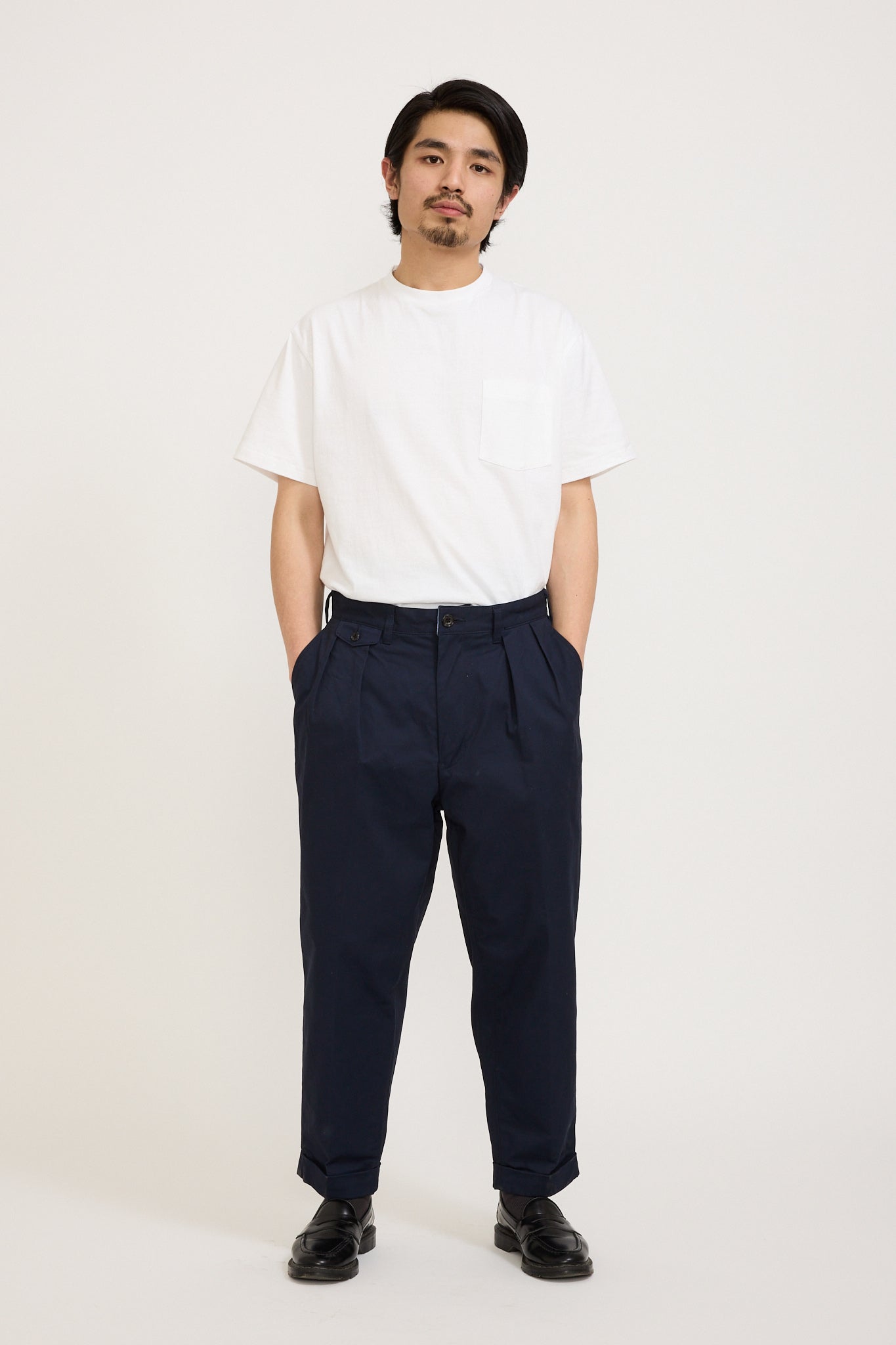 Beams Plus | 2 Pleats Twill Pant Navy | Maplestore