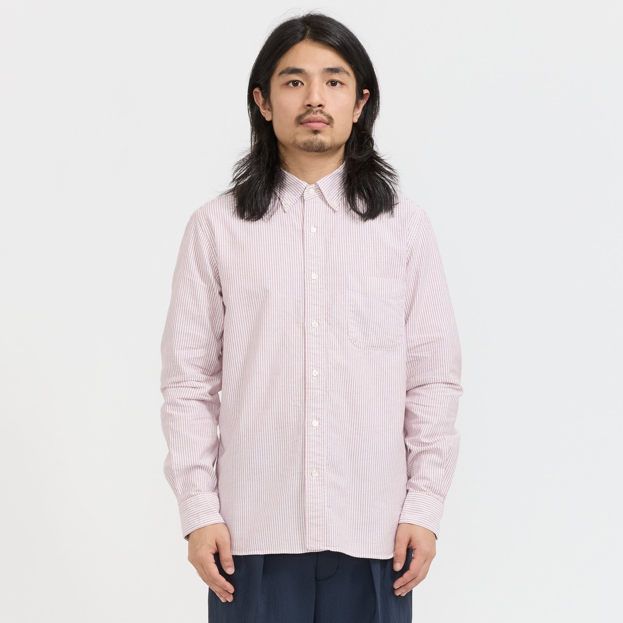 Beams Plus | B.D. Oxford Candy Stripe Wine | Maplestore