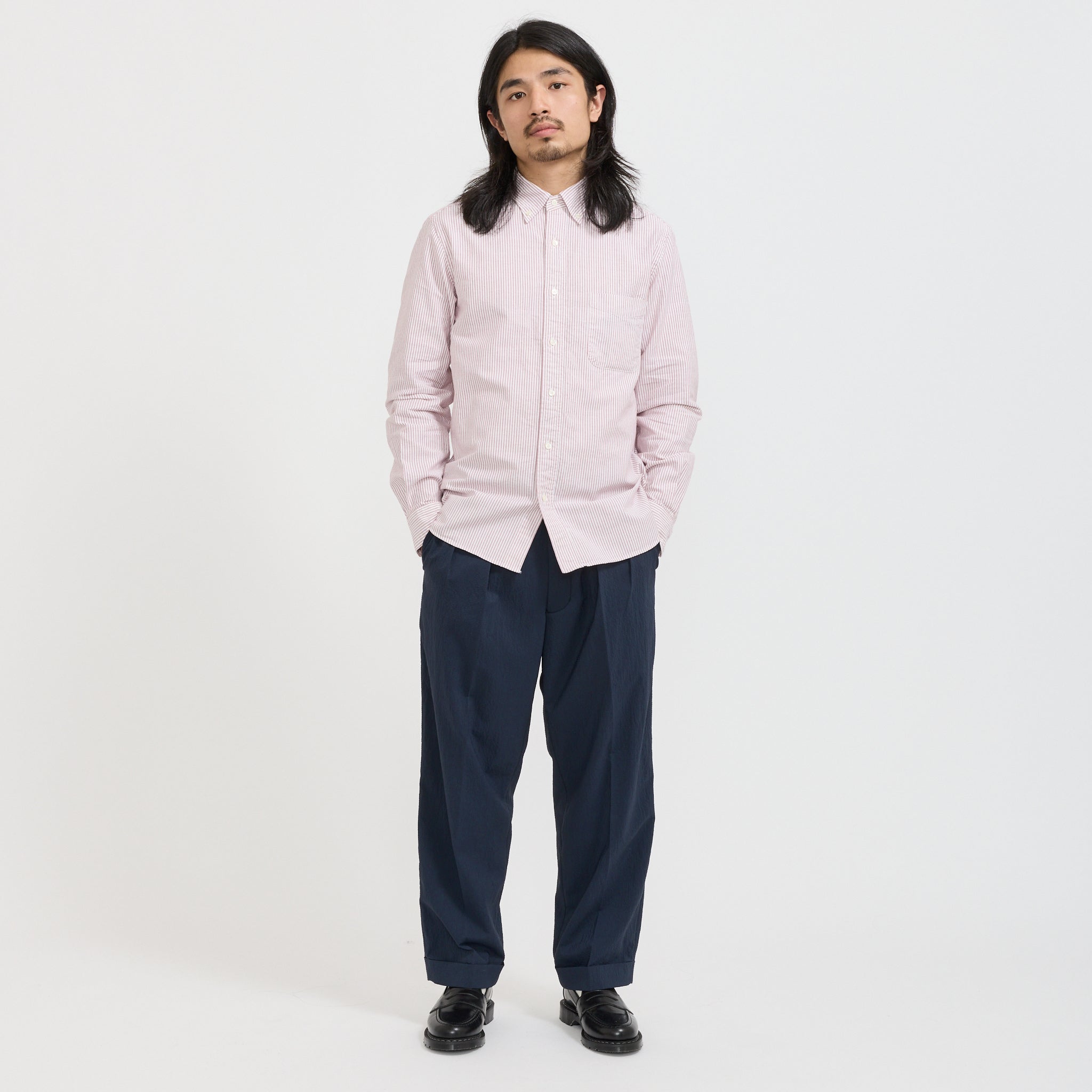 Beams Plus | B.D. Oxford Candy Stripe Wine | Maplestore