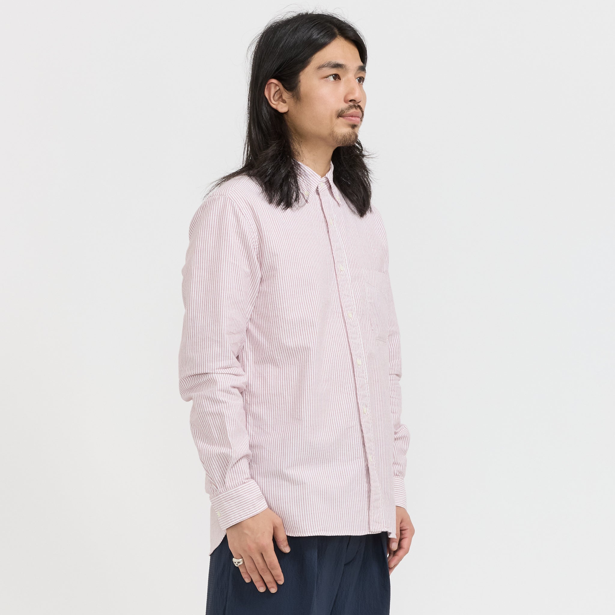 Beams Plus | B.D. Oxford Candy Stripe Wine | Maplestore