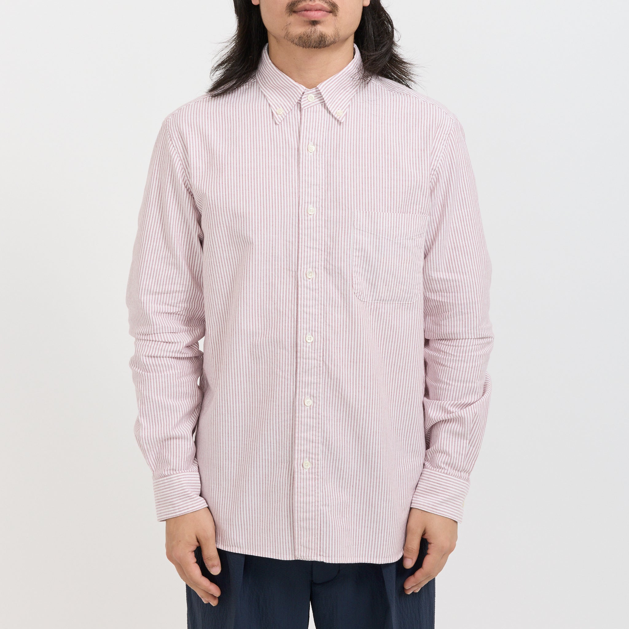 Beams Plus | B.D. Oxford Candy Stripe Wine | Maplestore