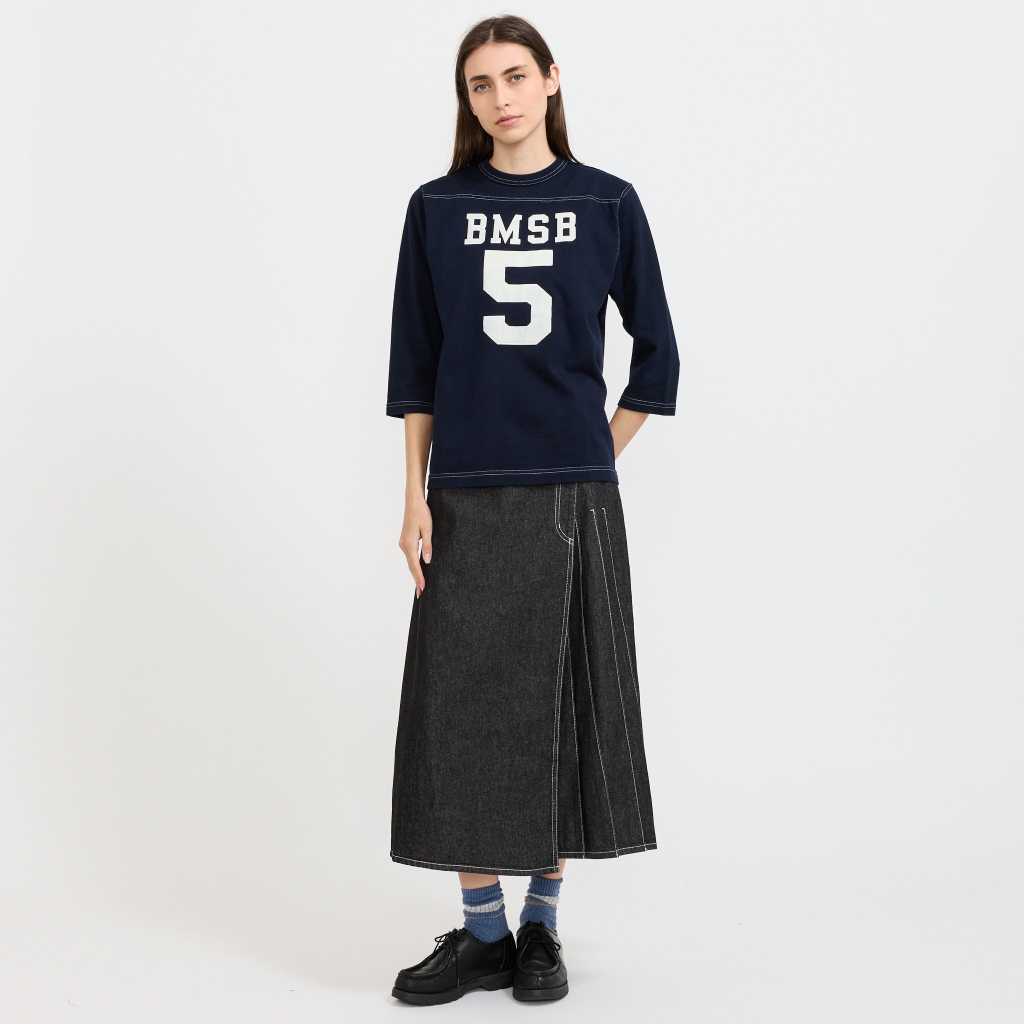 3/4 Sleeve Football Tee Navy