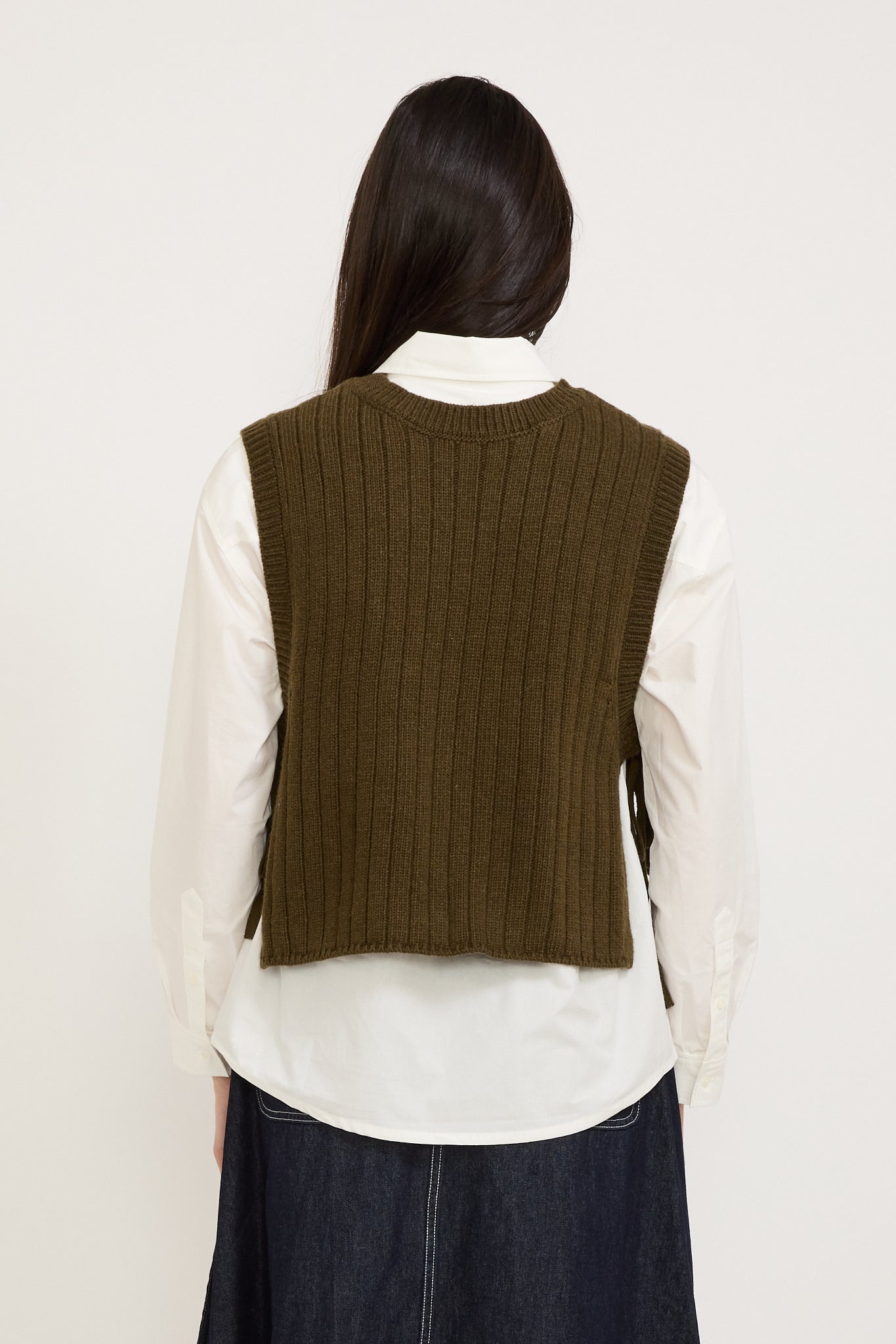 Beams Boy | Alan Side Ribbon Vest Olive | Maplestore