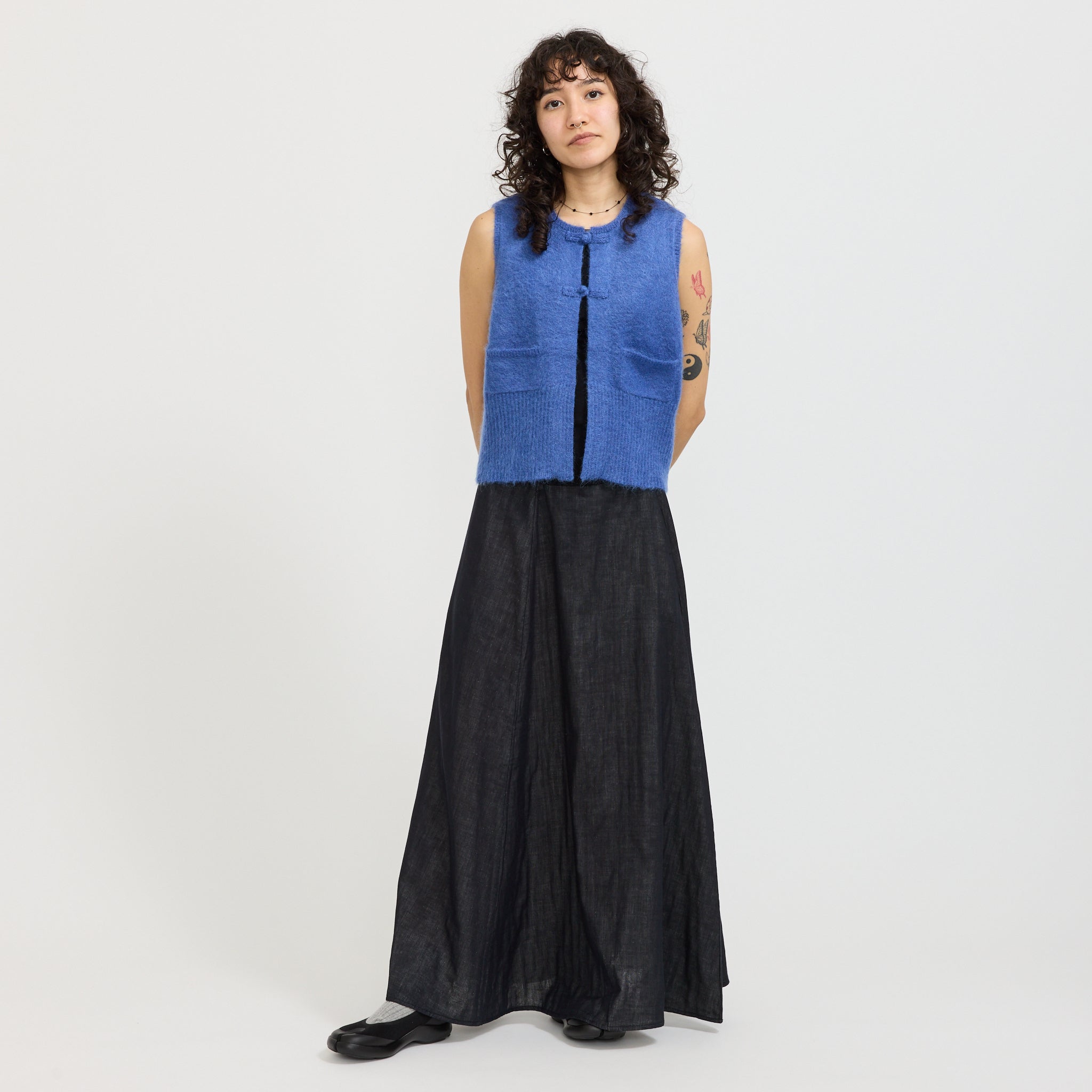 China Button Vest Blue