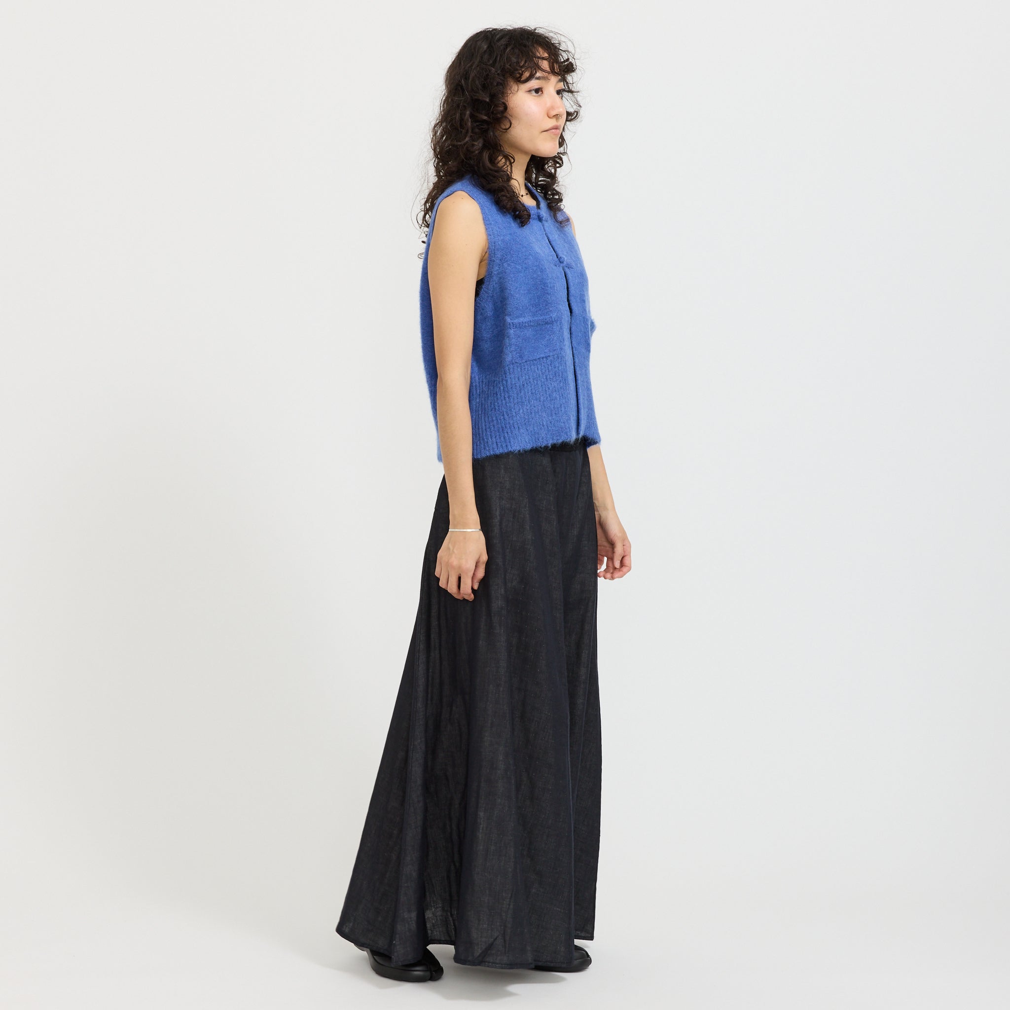 China Button Vest Blue