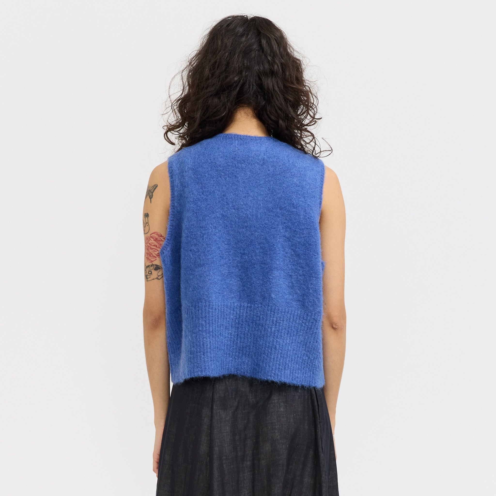 China Button Vest Blue
