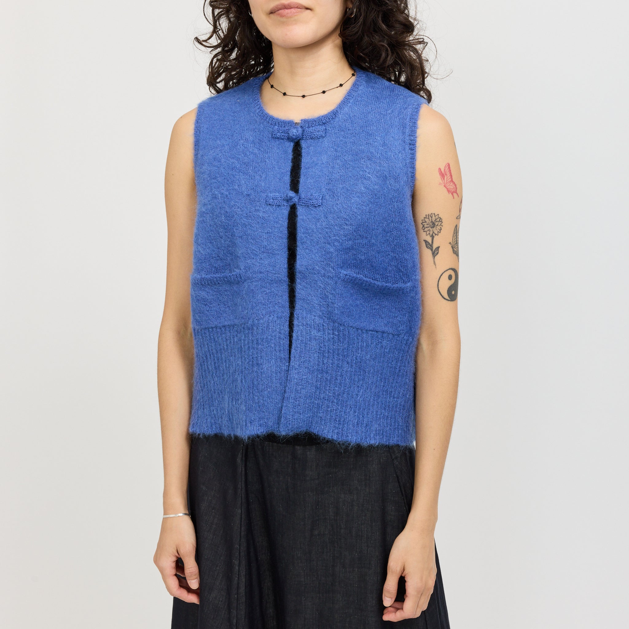China Button Vest Blue
