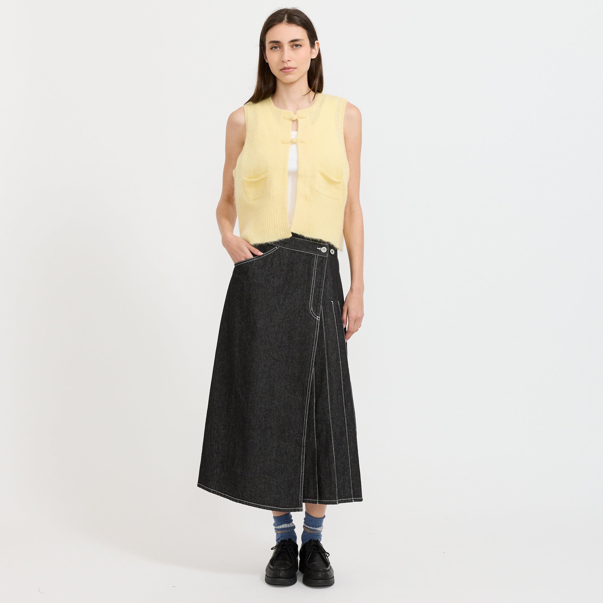 China Button Vest Light Yellow