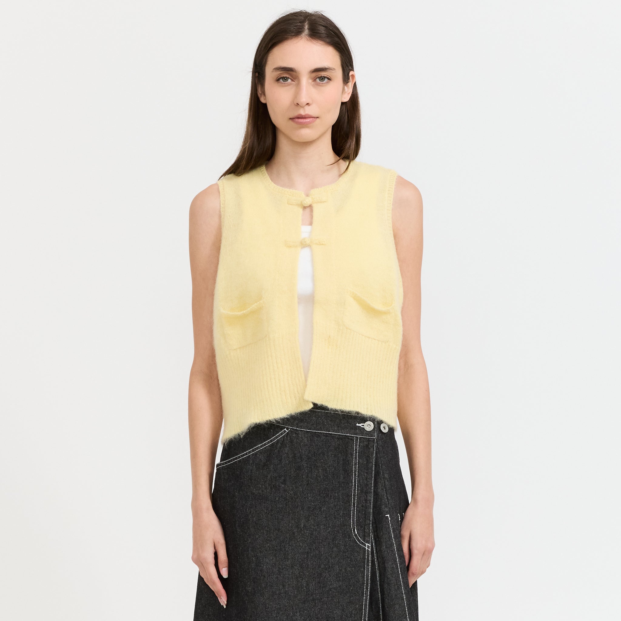 China Button Vest Light Yellow