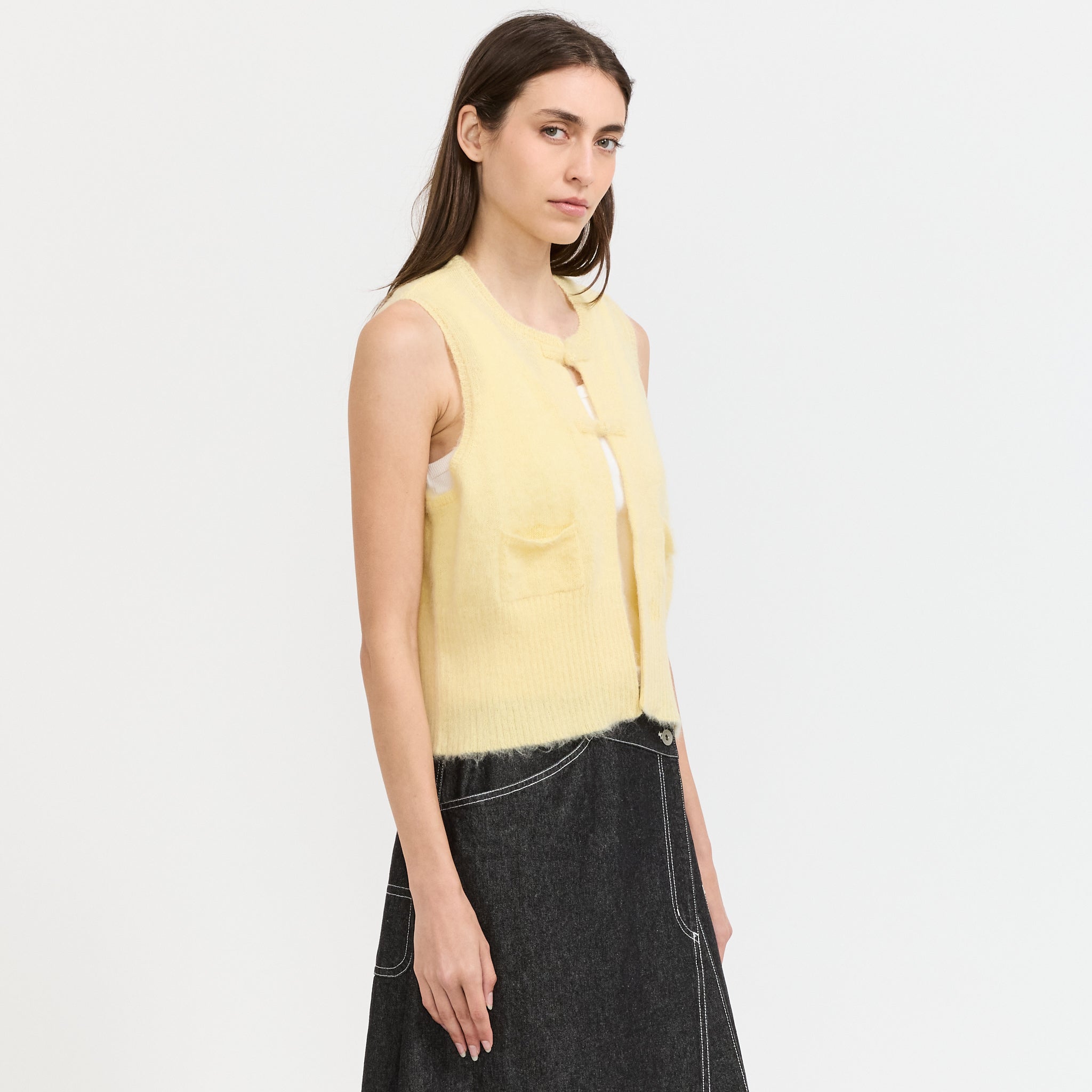 China Button Vest Light Yellow