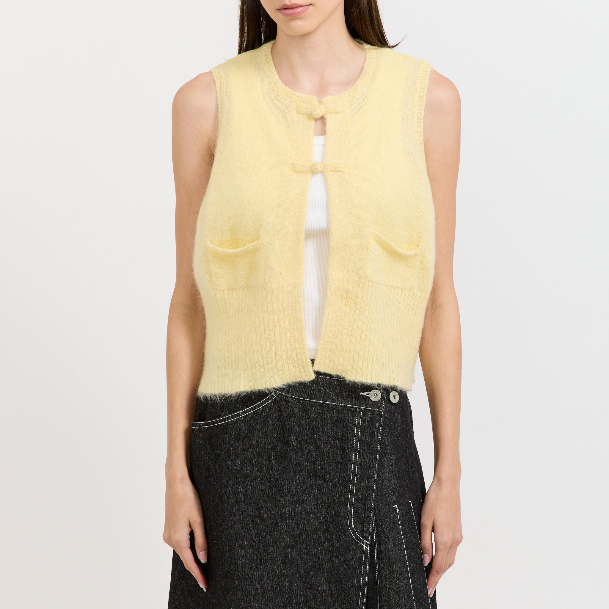 China Button Vest Light Yellow