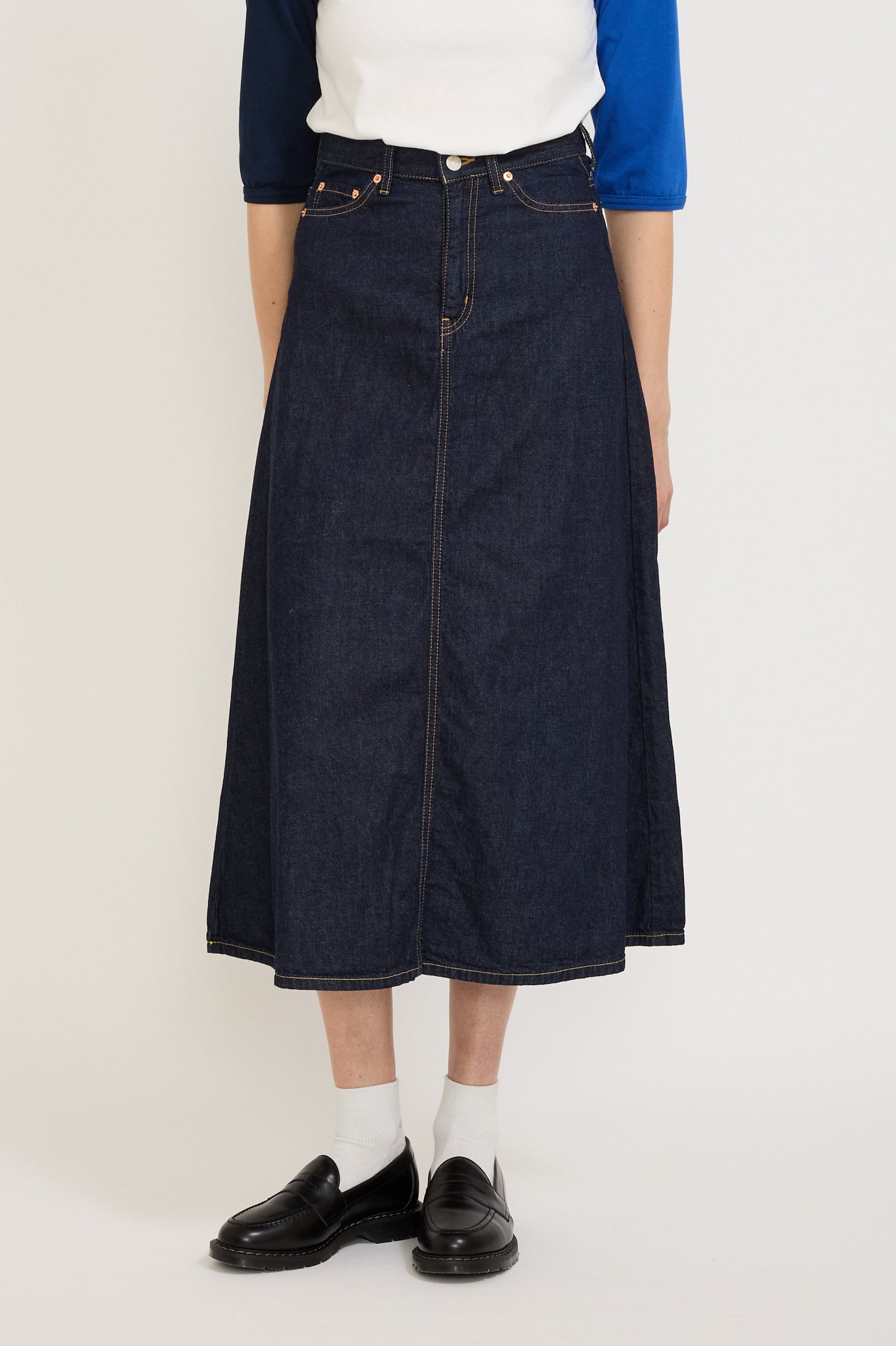 Denim 5 Pocket Maxi Skirt Blue Indigo