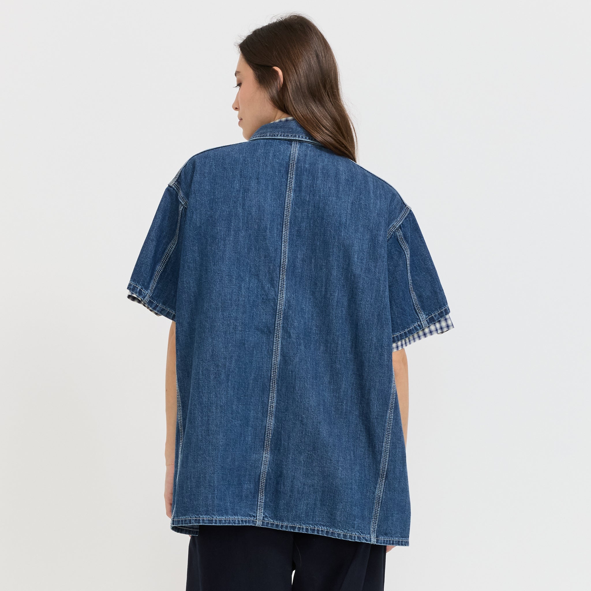 Beams Boy | Denim Coverall Short Sleeve Blue | Maplestore