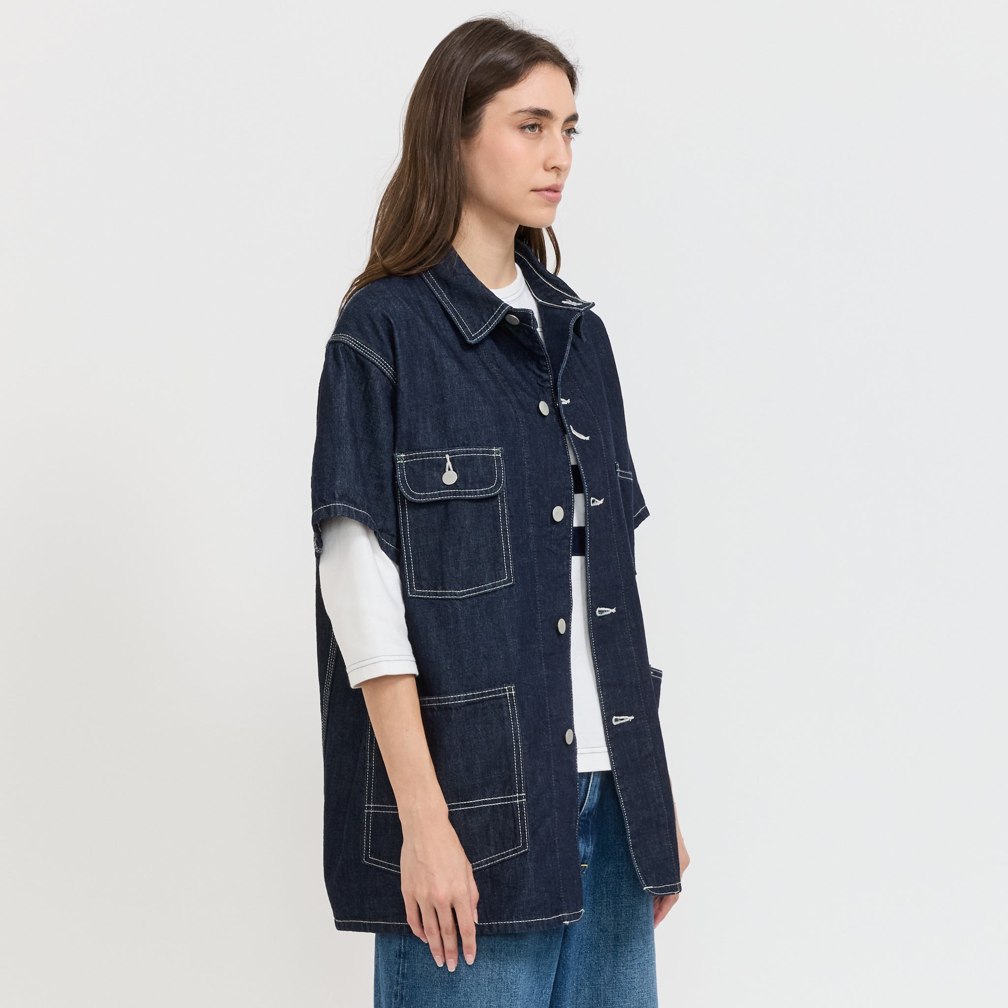 Beams Boy | Denim Coverall Short Sleeve Indigo | Maplestore
