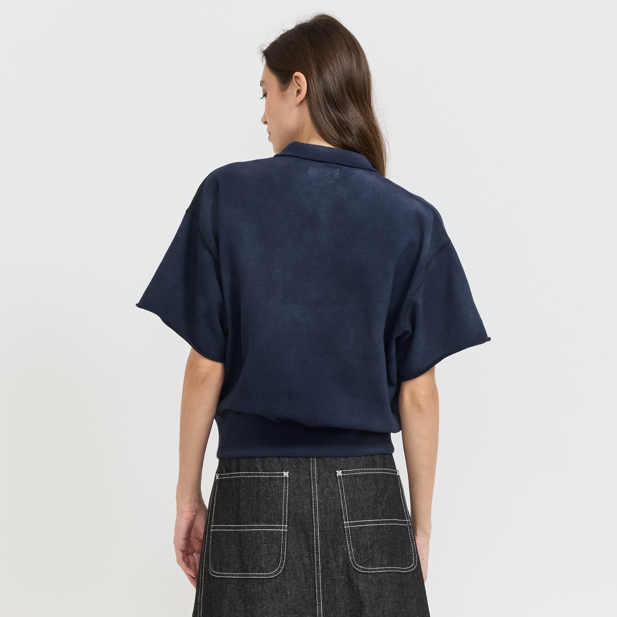 Beams Boy | Half Zip Short Sleeve Sweater Navy | Maplestore