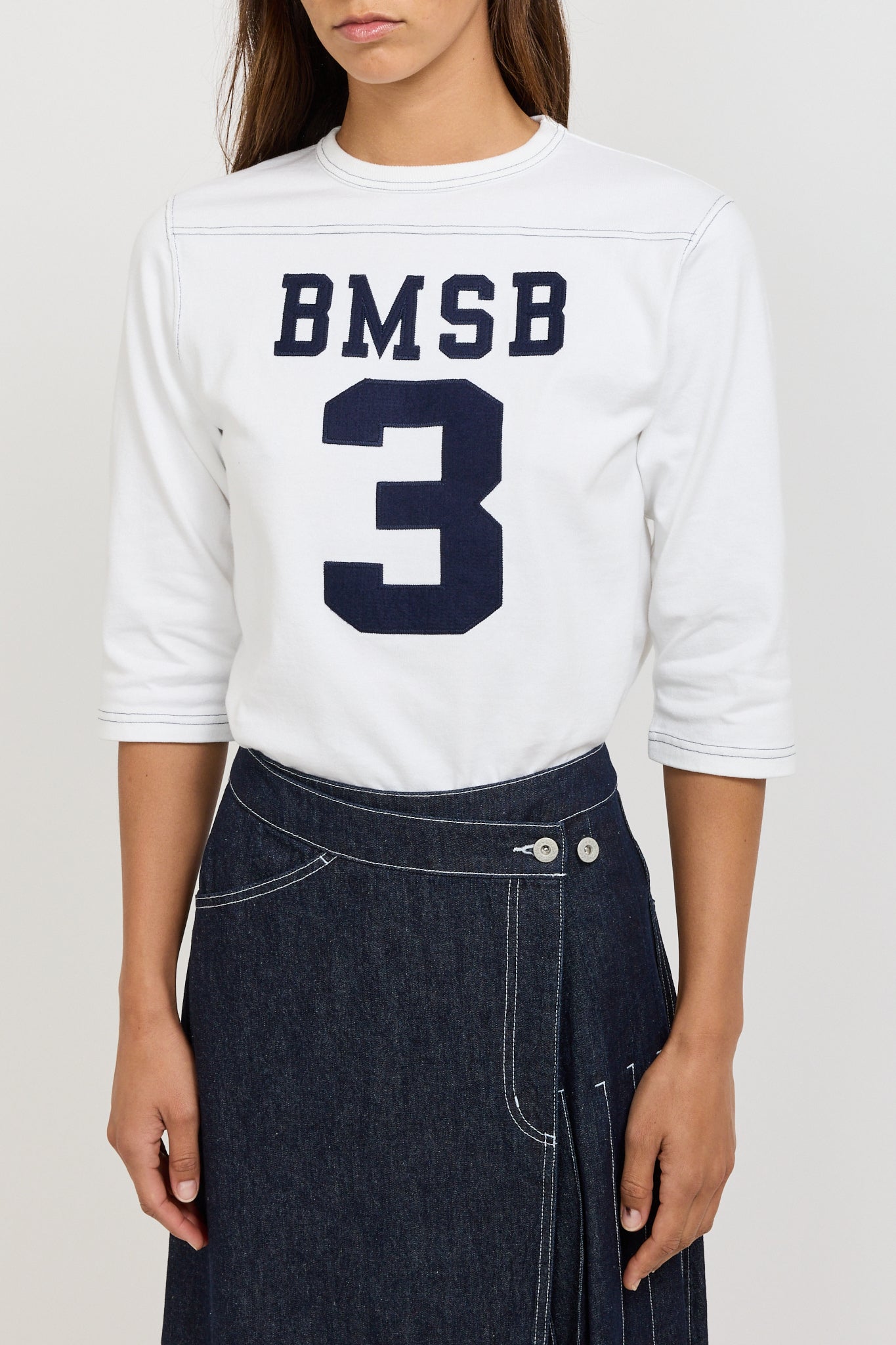 Beams Boy | Knit Football 3/4 Tee White | Maplestore