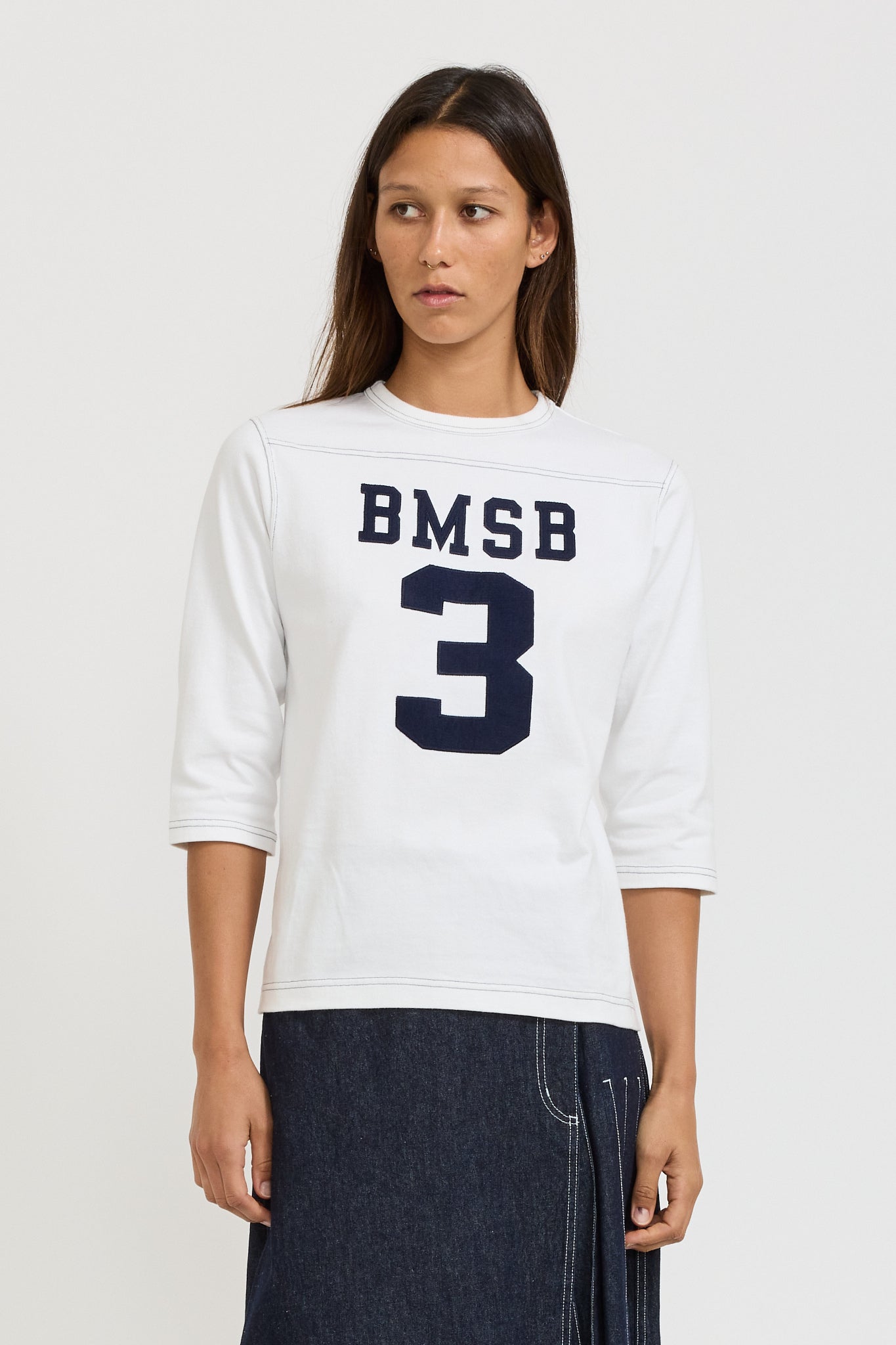 Beams Boy | Knit Football 3/4 Tee White | Maplestore