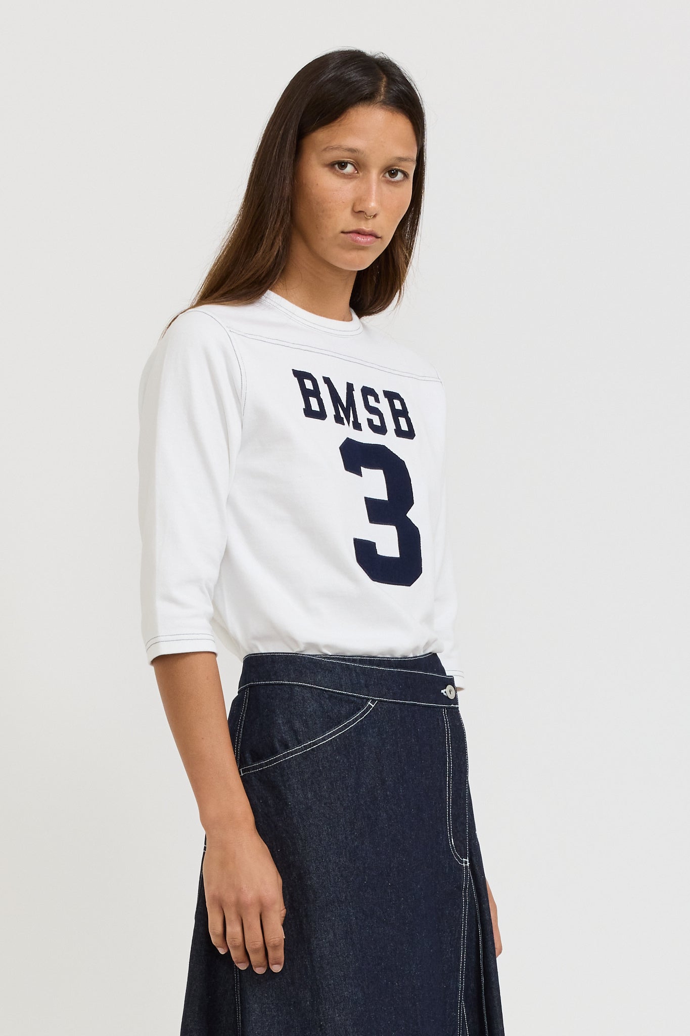 Beams Boy | Knit Football 3/4 Tee White | Maplestore