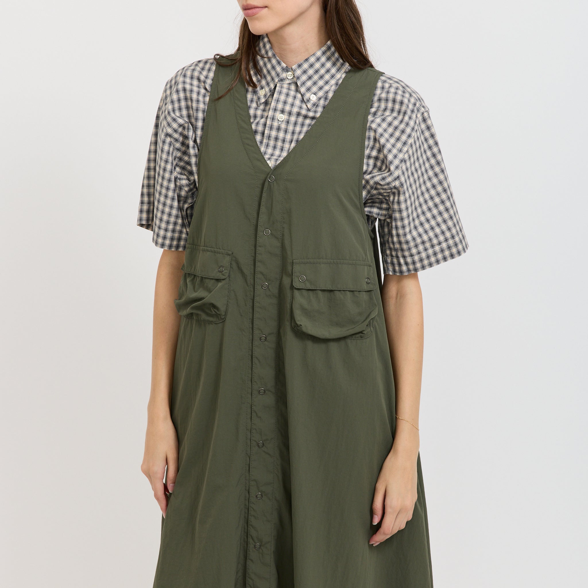 Beams Boy | Nylon Tussah C-1 Non Sleeve Dress Olive | Maplestore
