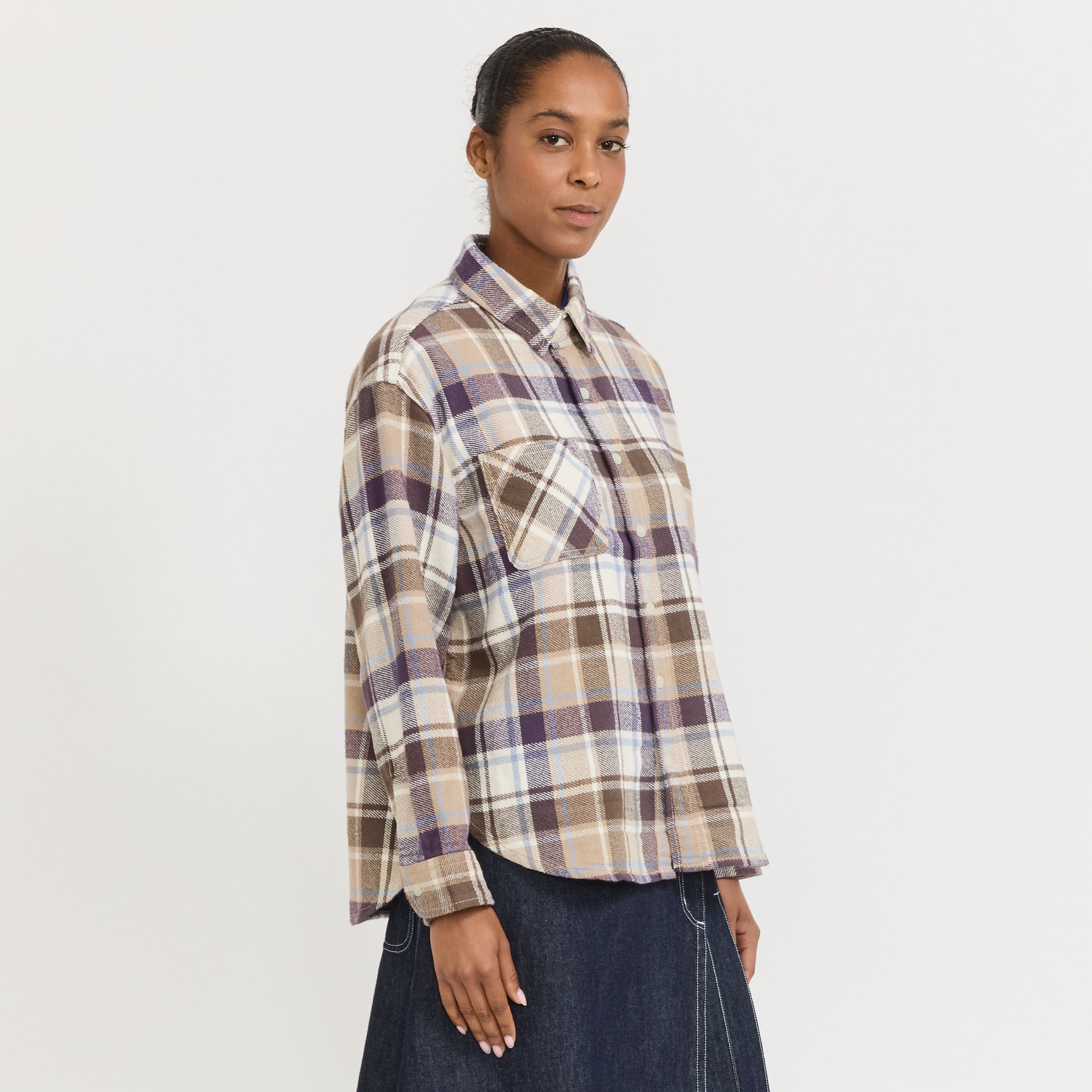 O.Boy Work Check Shirt Ivory