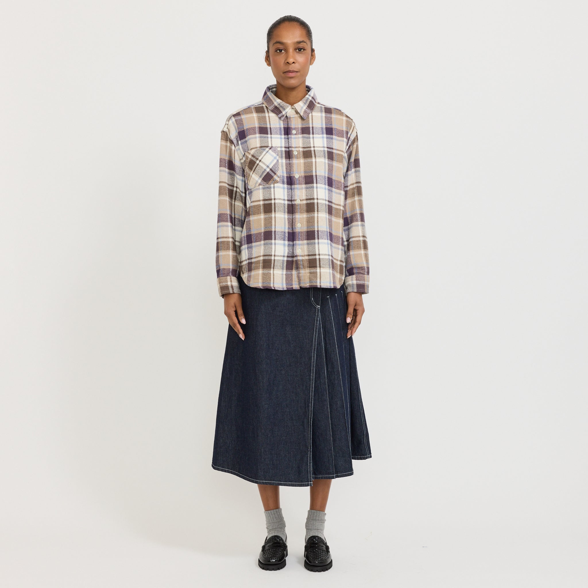 O.Boy Work Check Shirt Ivory