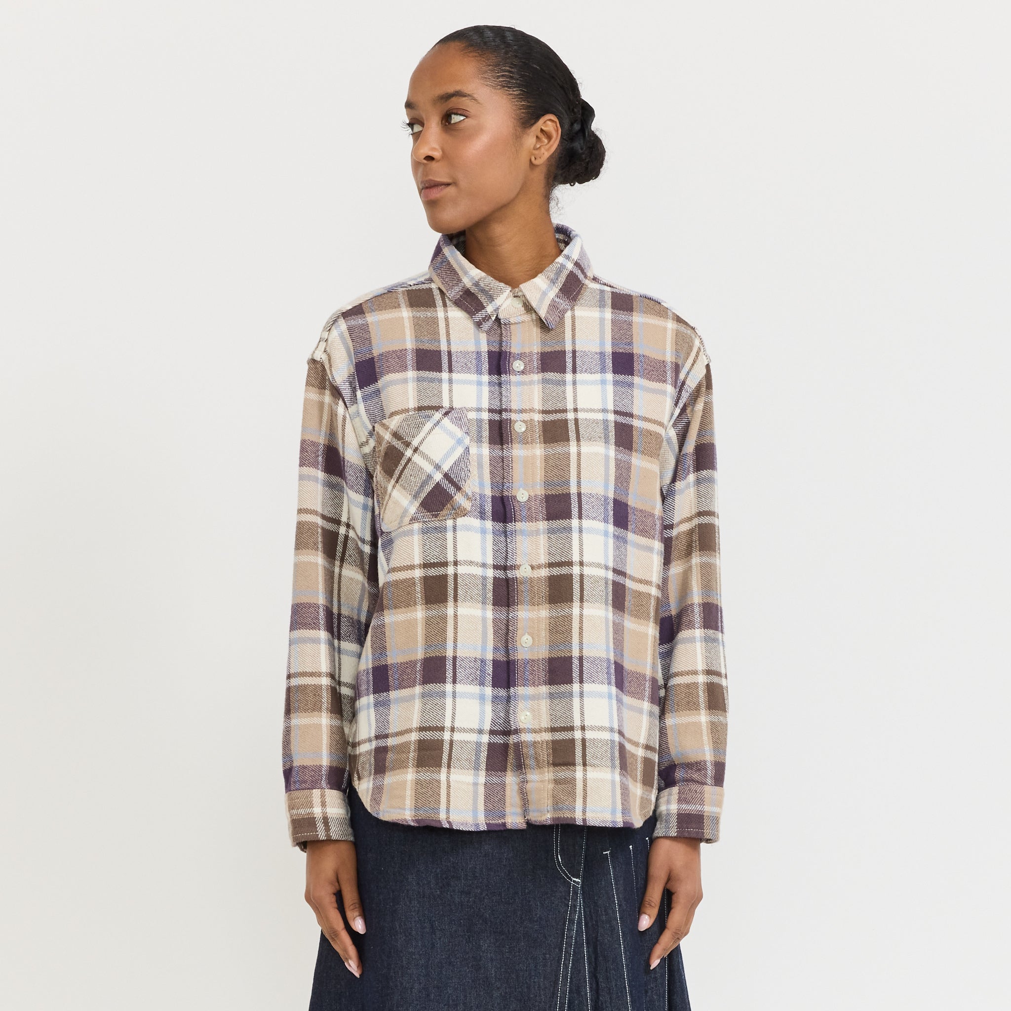 O.Boy Work Check Shirt Ivory