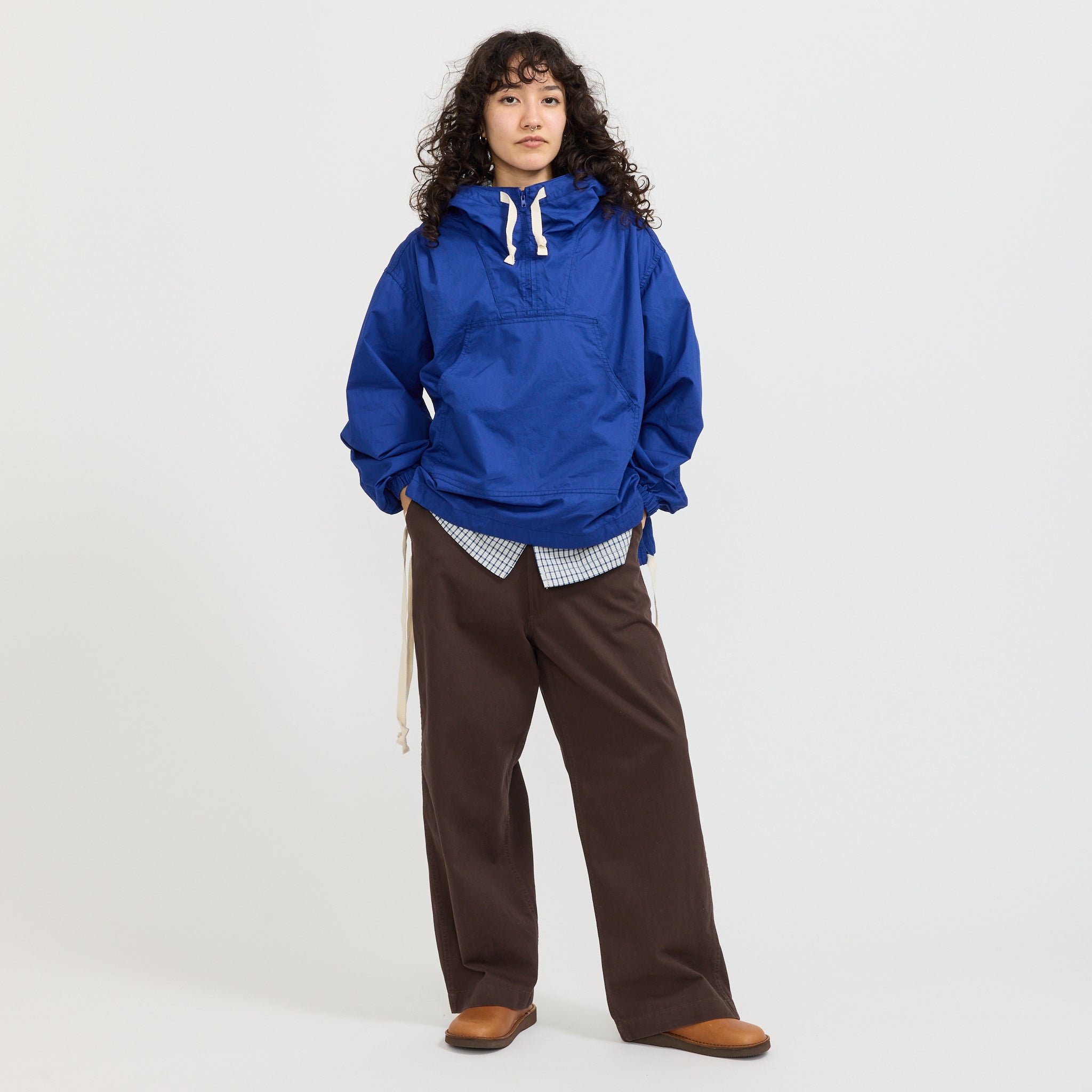 Side Button Anorak Blouson Blue