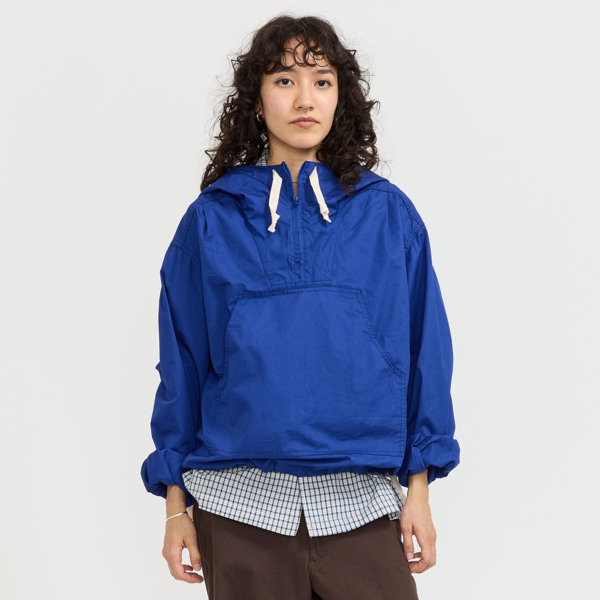 Side Button Anorak Blouson Blue