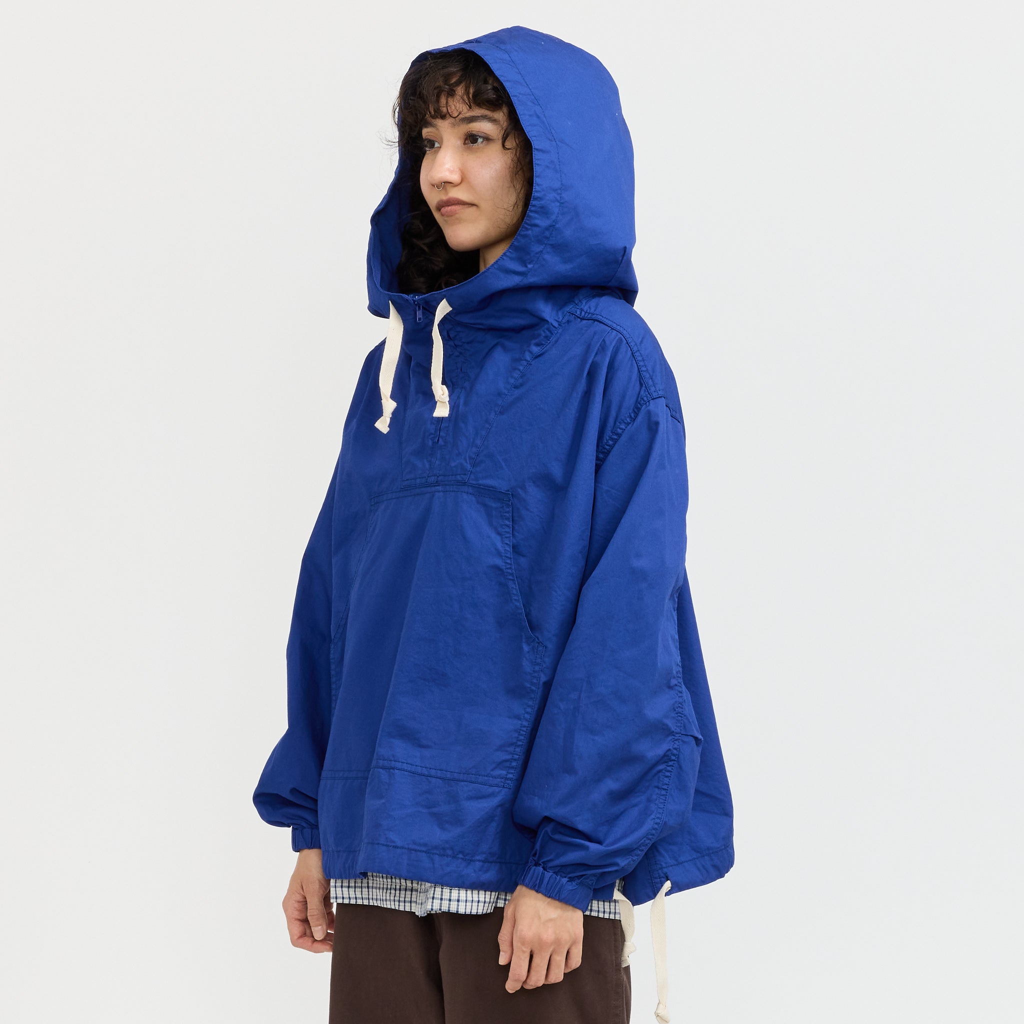 Side Button Anorak Blouson Blue