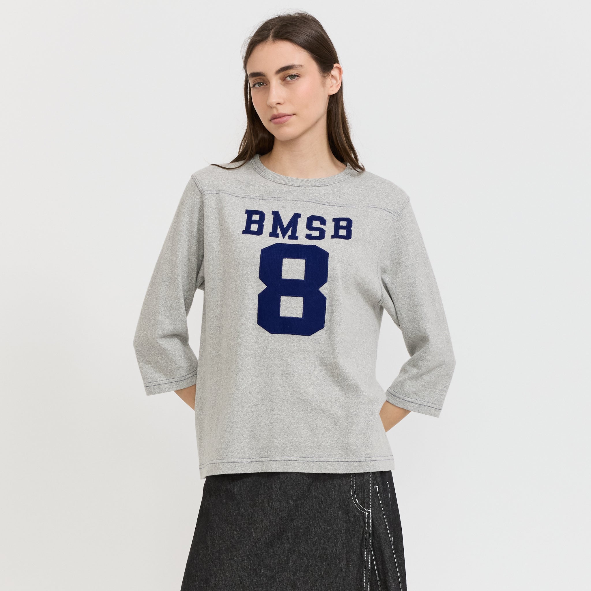 Beams Boy | 3/4 Sleeve Football Tee Grey | Maplestore