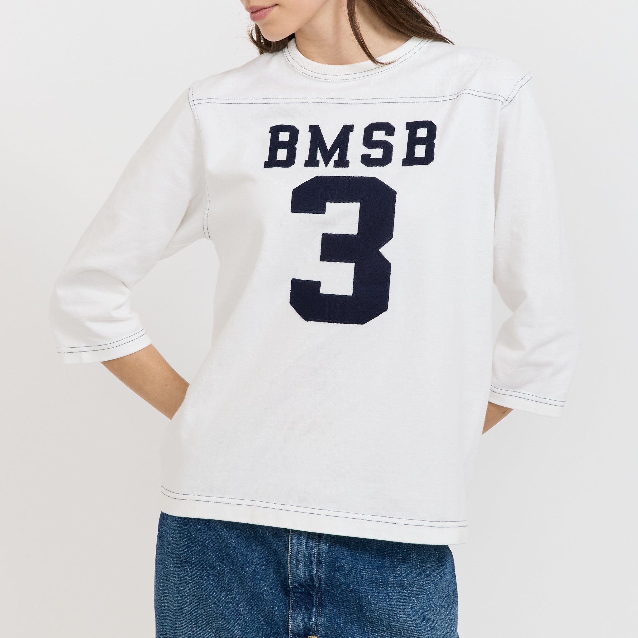 Beams Boy | 3/4 Sleeve Football Tee White | Maplestore