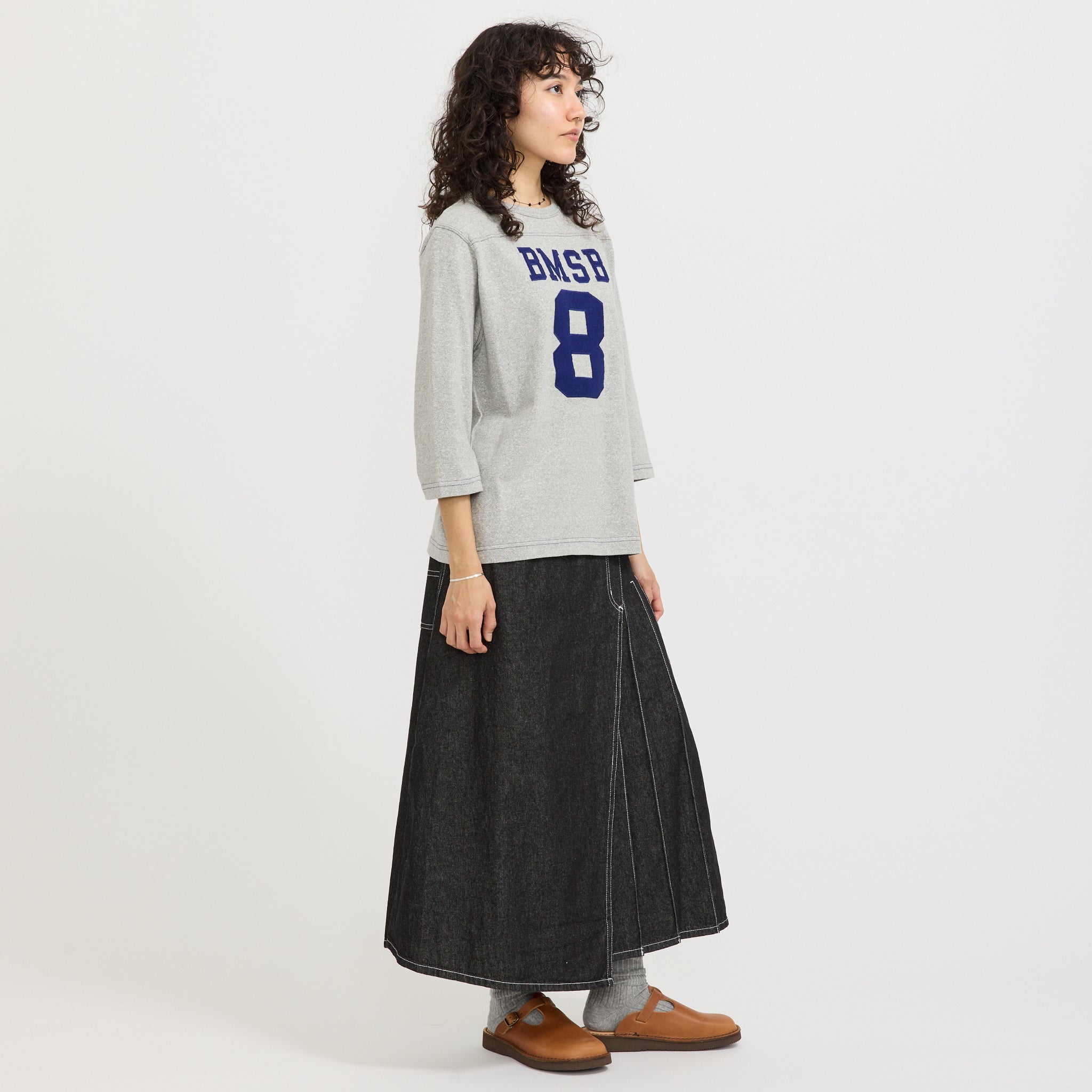 3/4 Sleeve Football Tee Grey