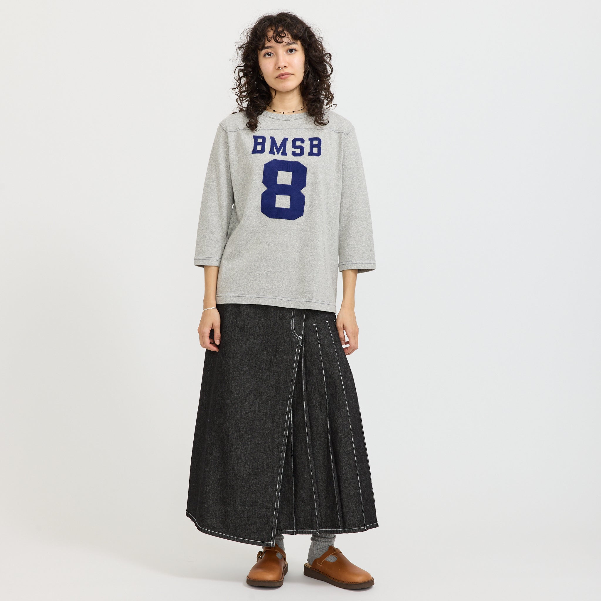 3/4 Sleeve Football Tee Grey
