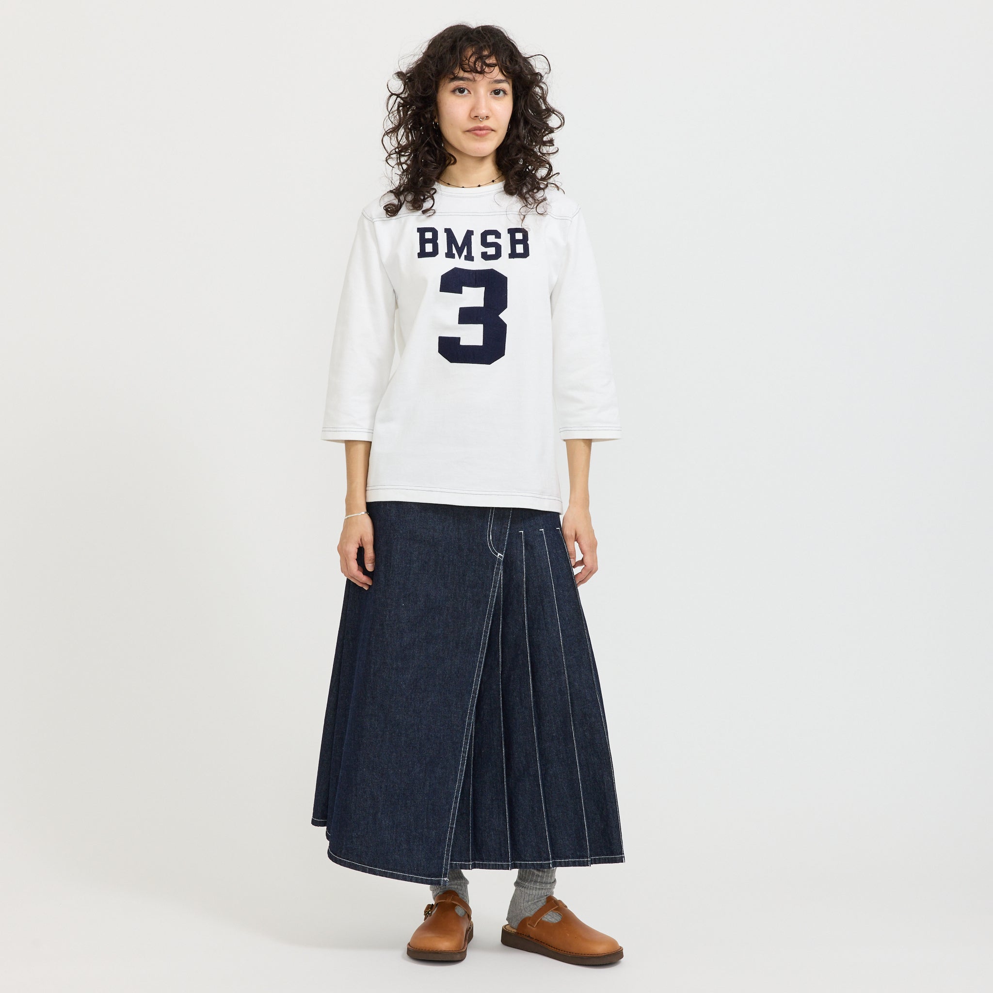 3/4 Sleeve Football Tee White