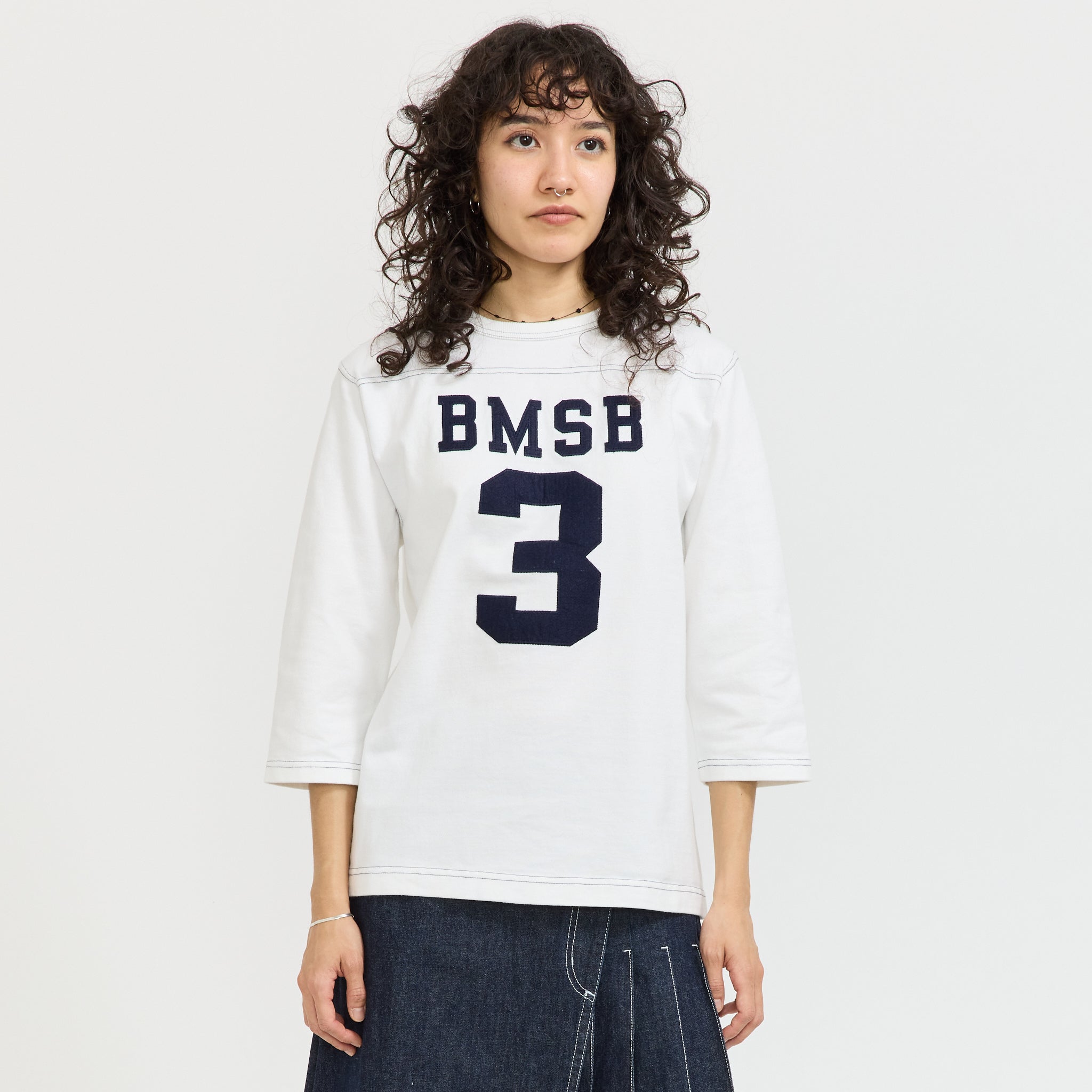 3/4 Sleeve Football Tee White