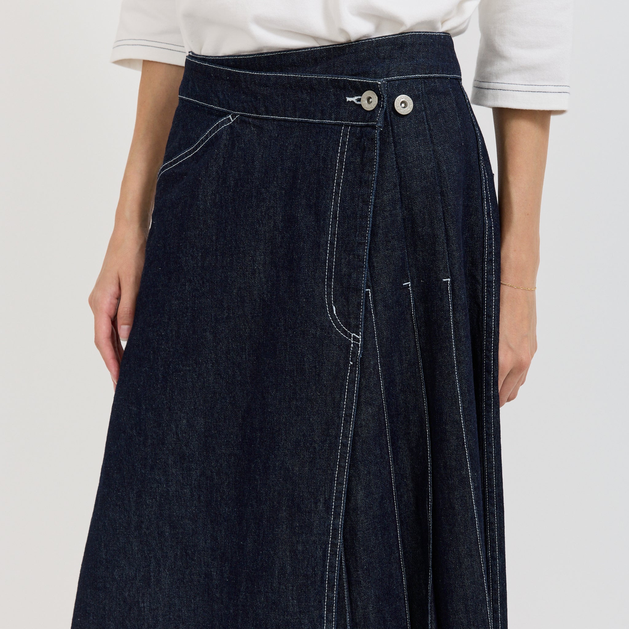 Beams Boy | Wrap Pleated Skirt Indigo | Maplestore
