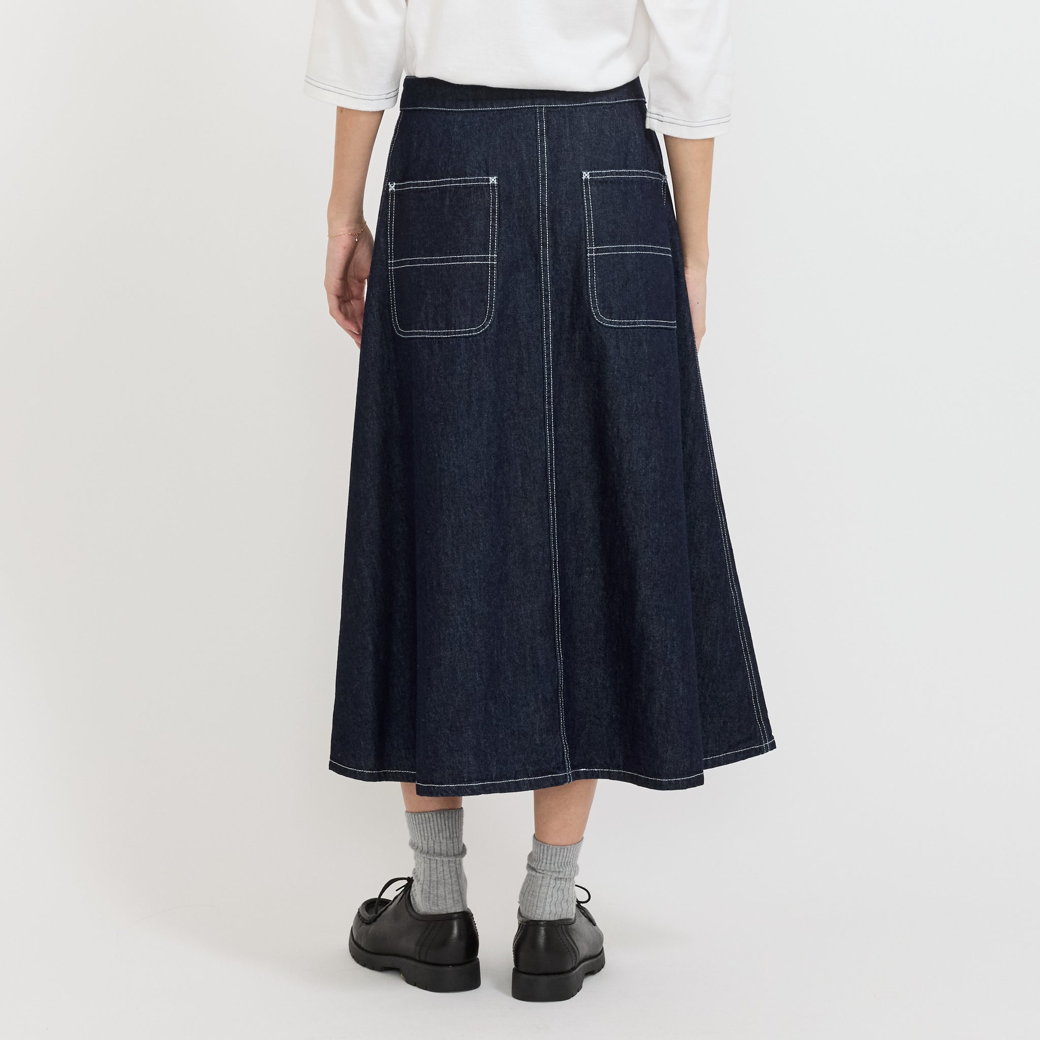 Beams Boy | Wrap Pleated Skirt Indigo | Maplestore