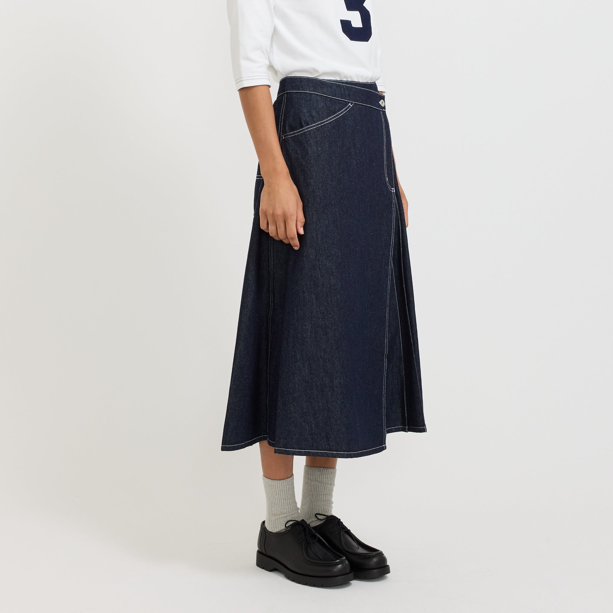 Beams Boy | Wrap Pleated Skirt Indigo | Maplestore
