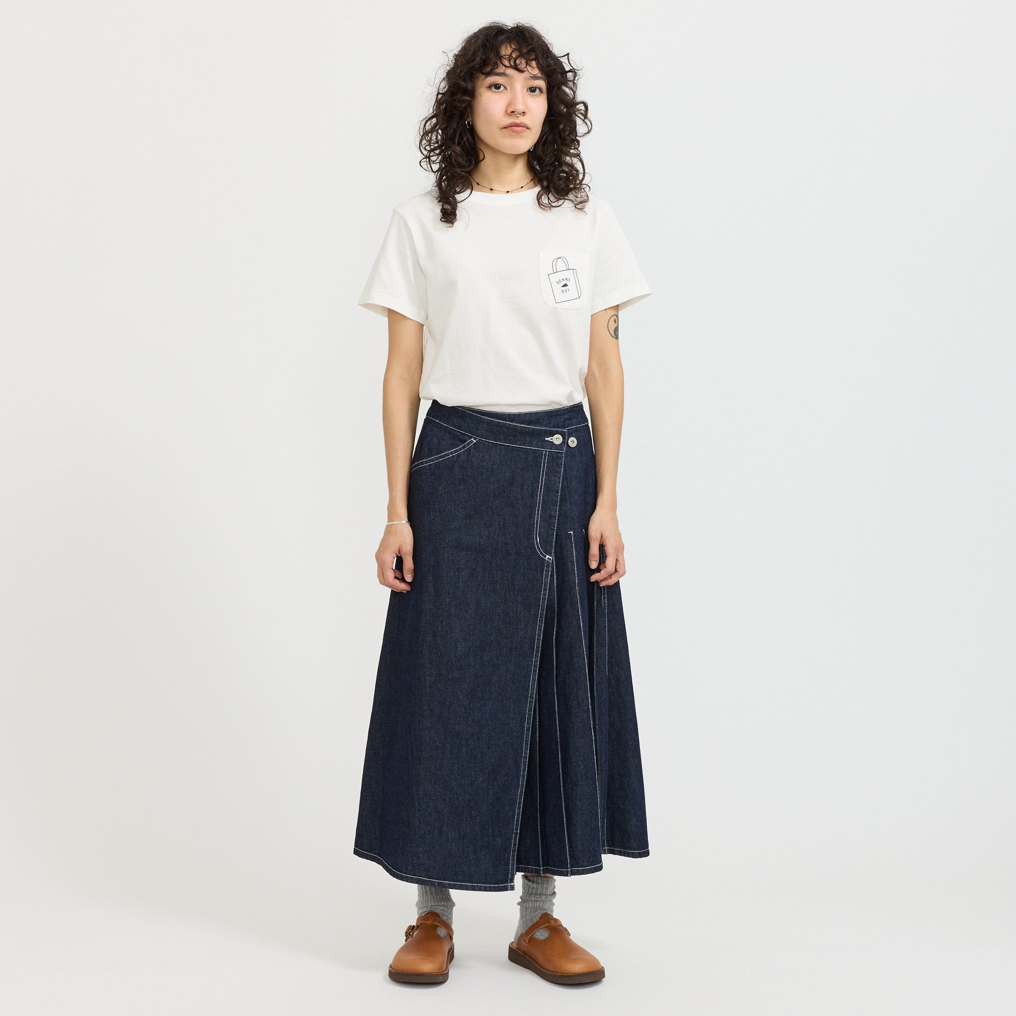 Wrap Pleated Skirt Indigo