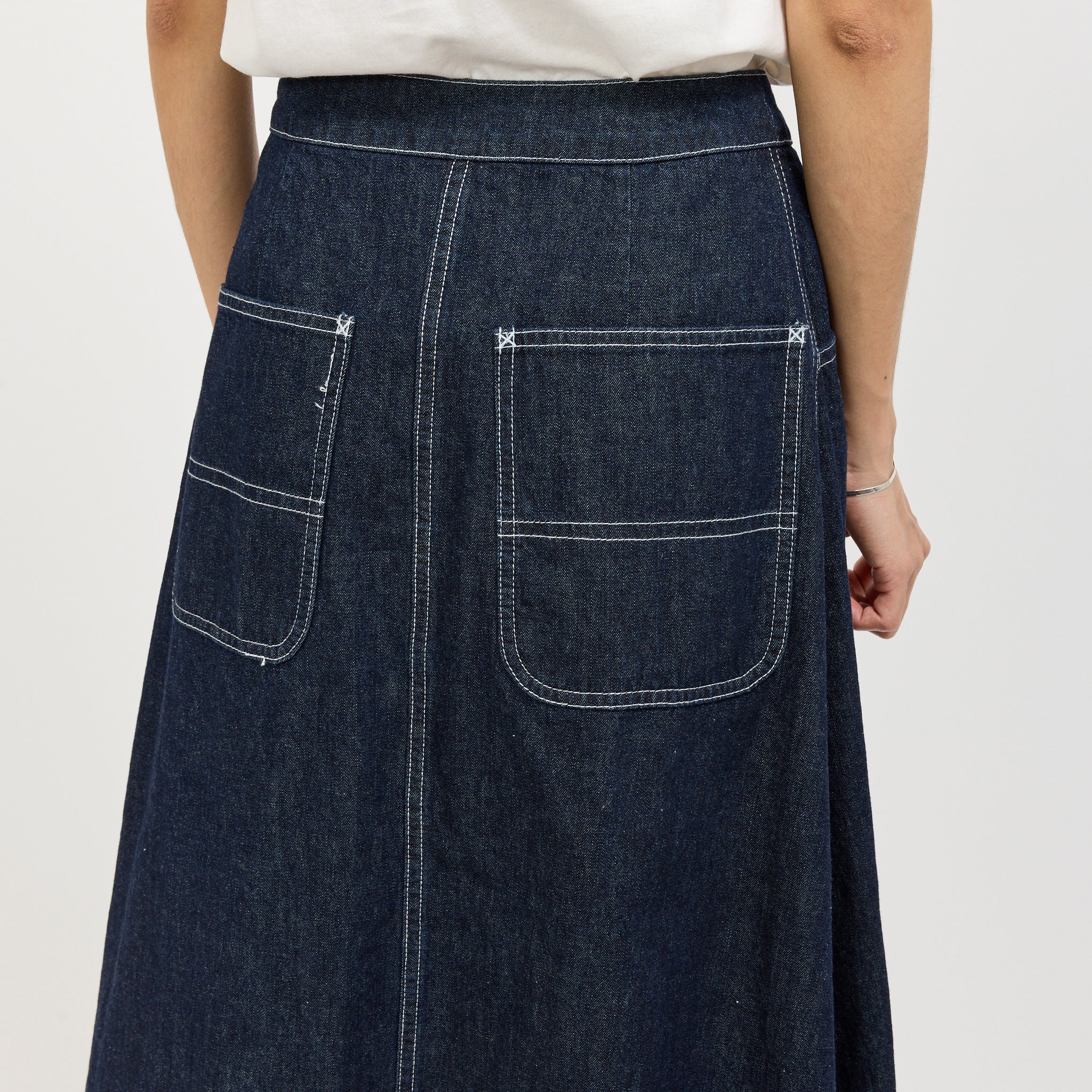 Wrap Pleated Skirt Indigo