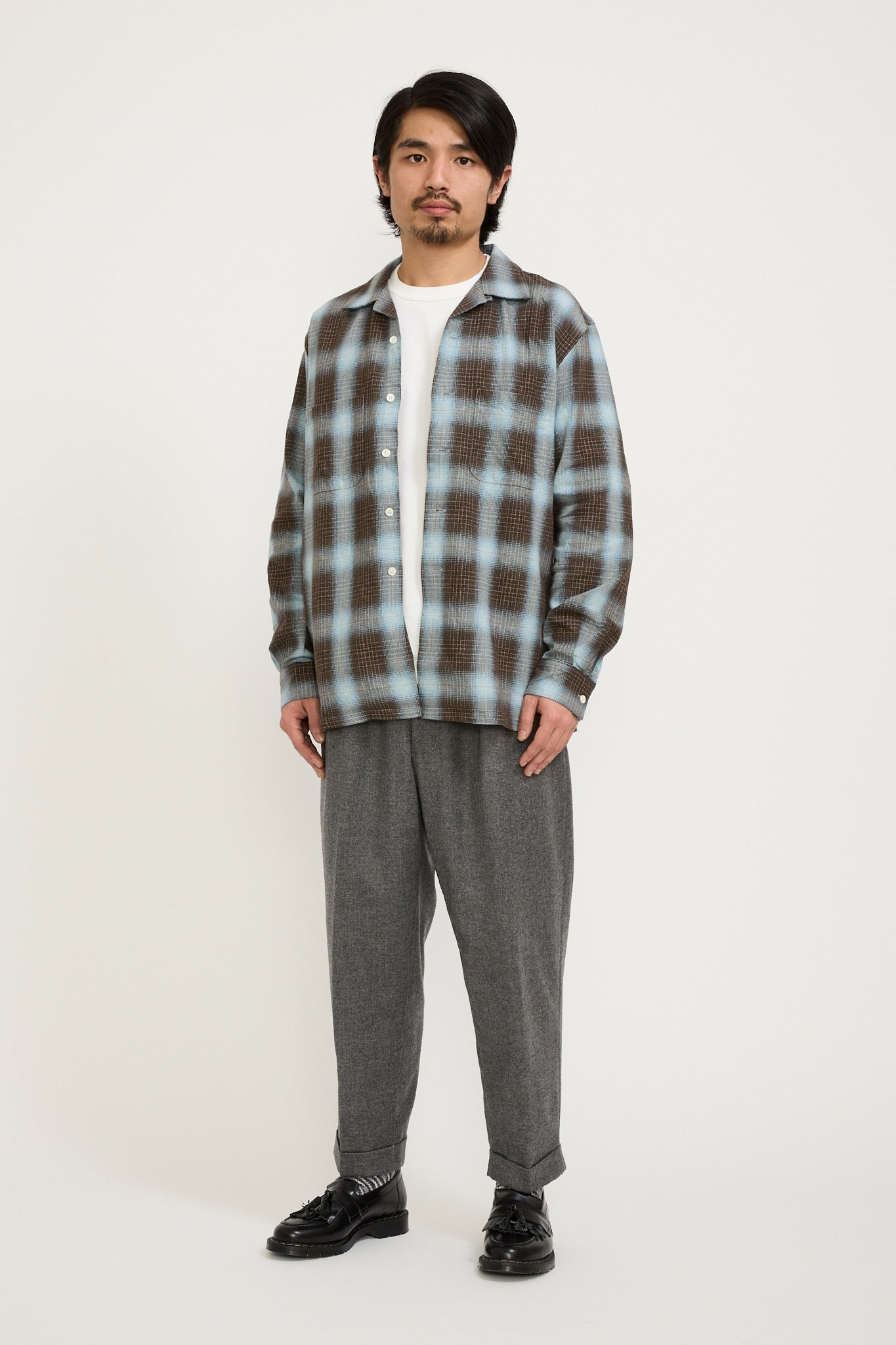 2 Pleats Tapered Flannel Pant Grey