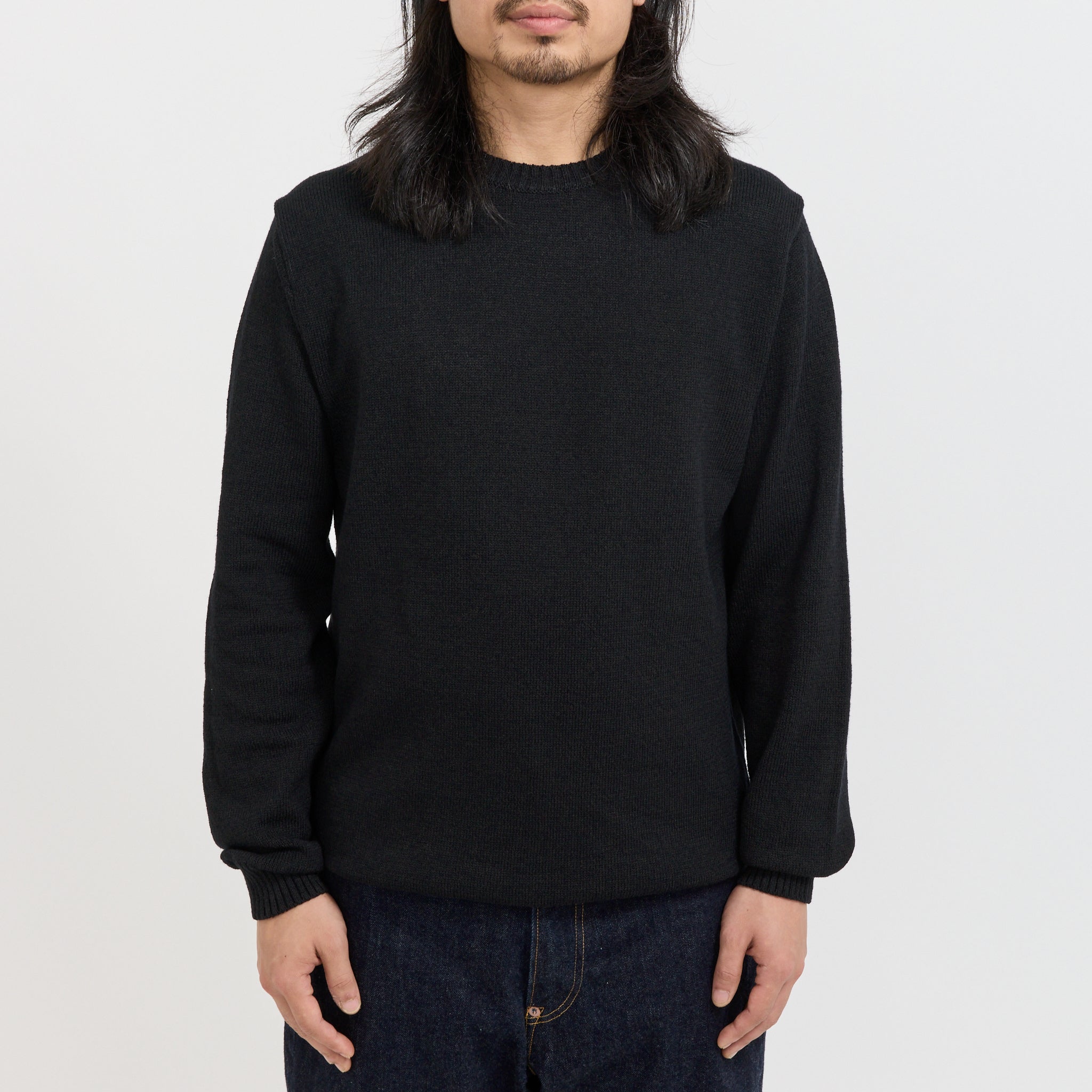 Beams Plus | Crew Lily Yarn 7G Black | Maplestore